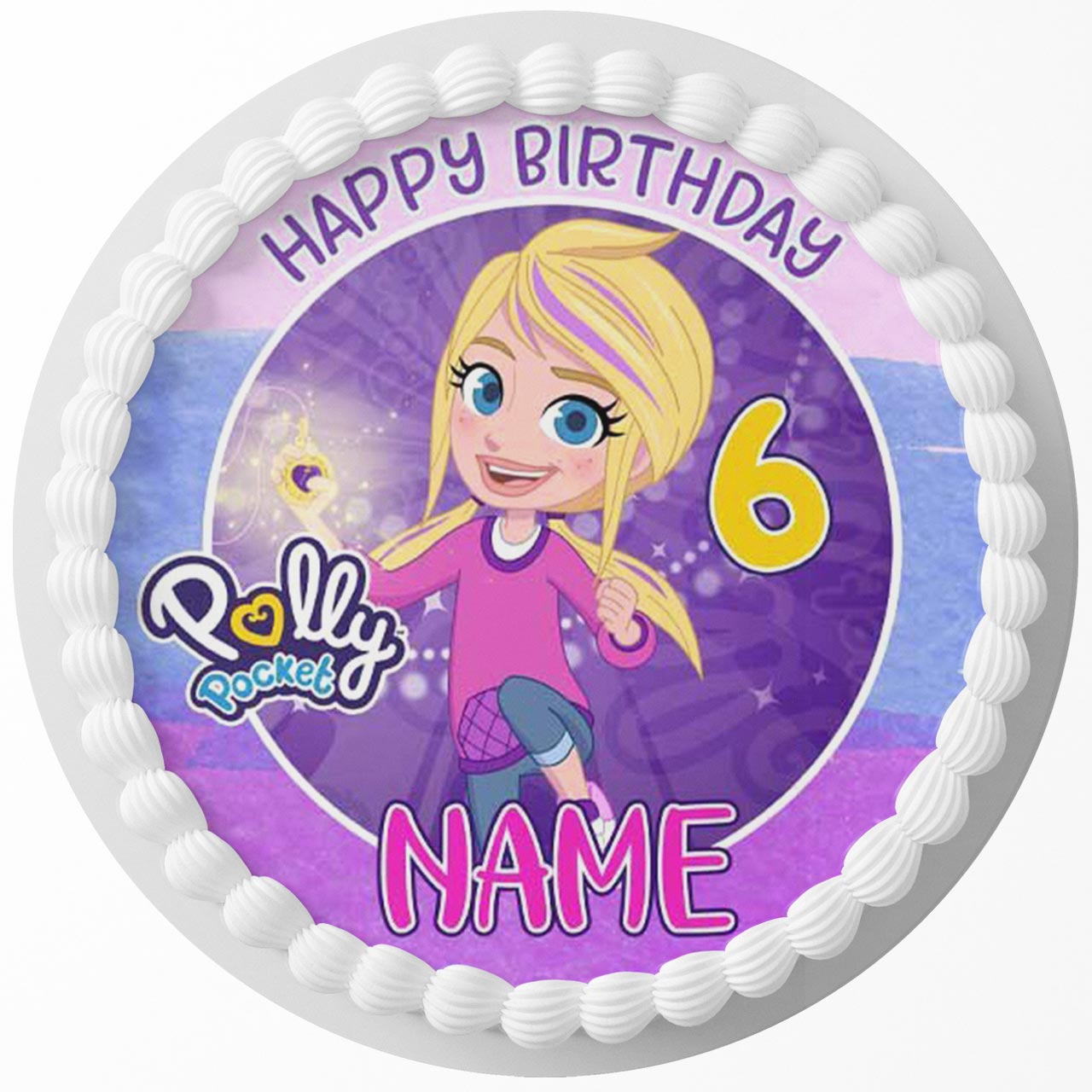 Polly Pocket Round – Icing Sheet Birthday - Personalized Edible Cake Topper | Custom Icing Sheet | Birthday Cake Decoration | Photo Cake Image