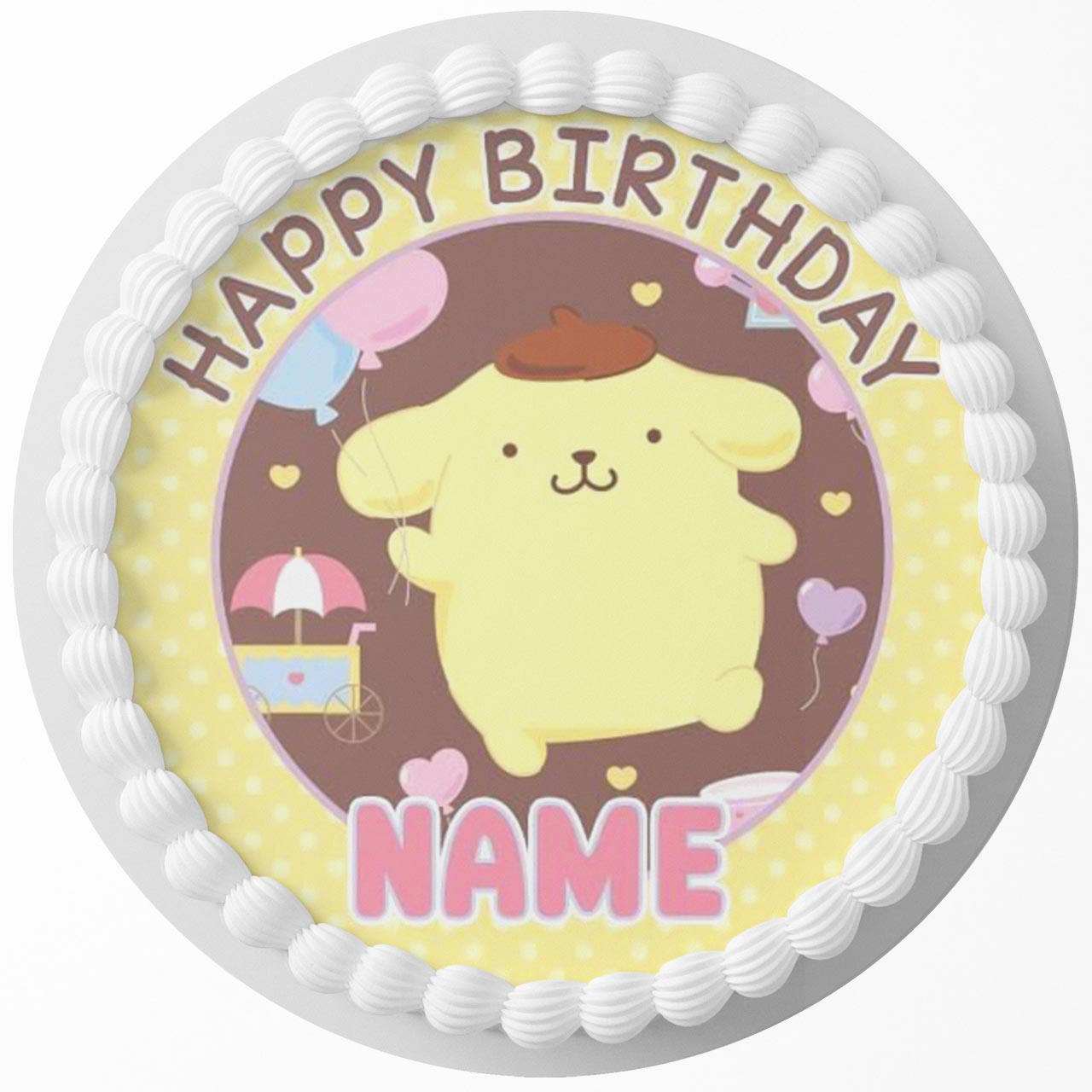 Pompompurin Inspired Round – Icing Sheet Birthday - Personalized Edible Cake Topper | Custom Icing Sheet | Birthday Cake Decoration