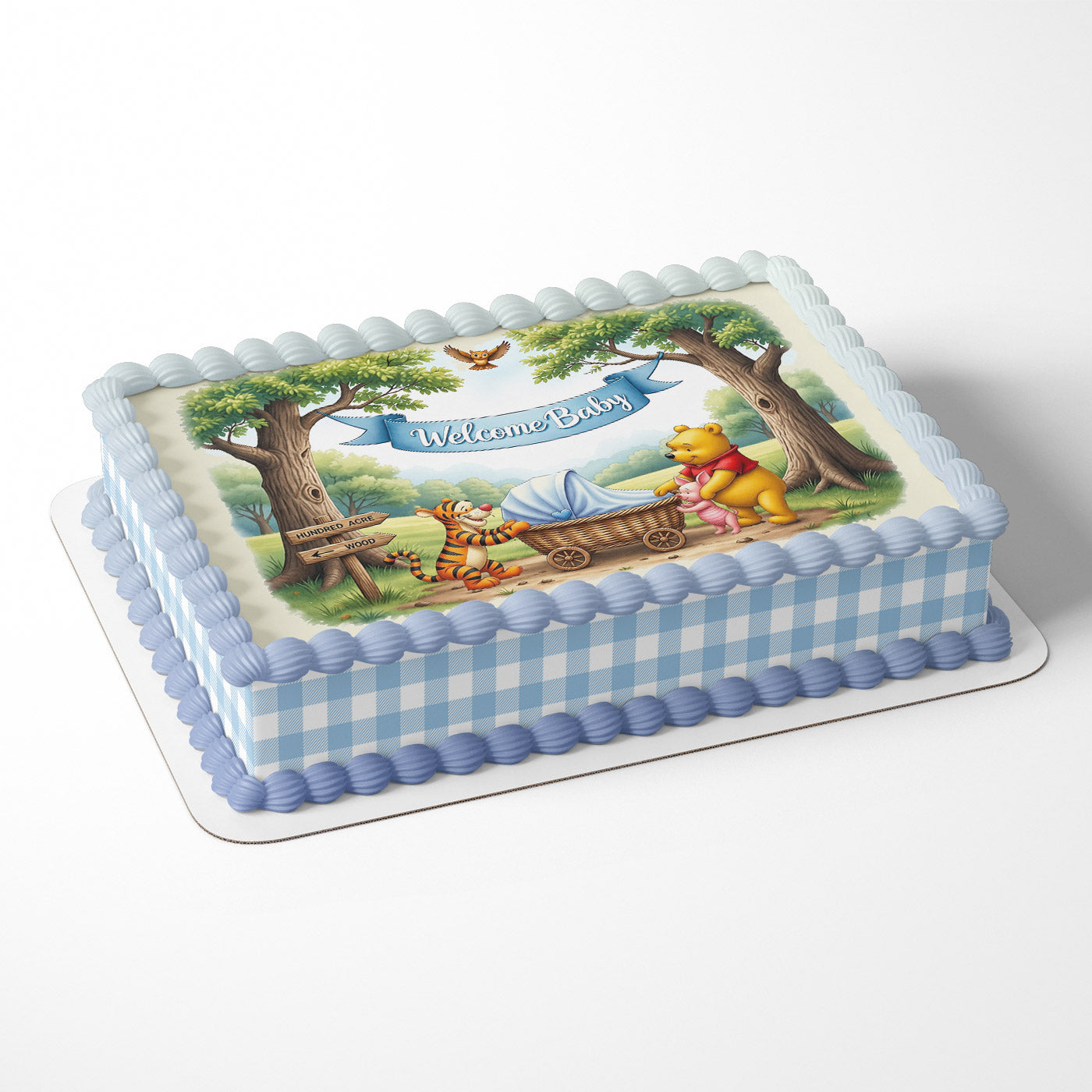 Welcome Baby Bear Honey Winnie Cute Icing Sheet - Edible Cake Topper | Birthday Cake Decoration | Photo Cake Image