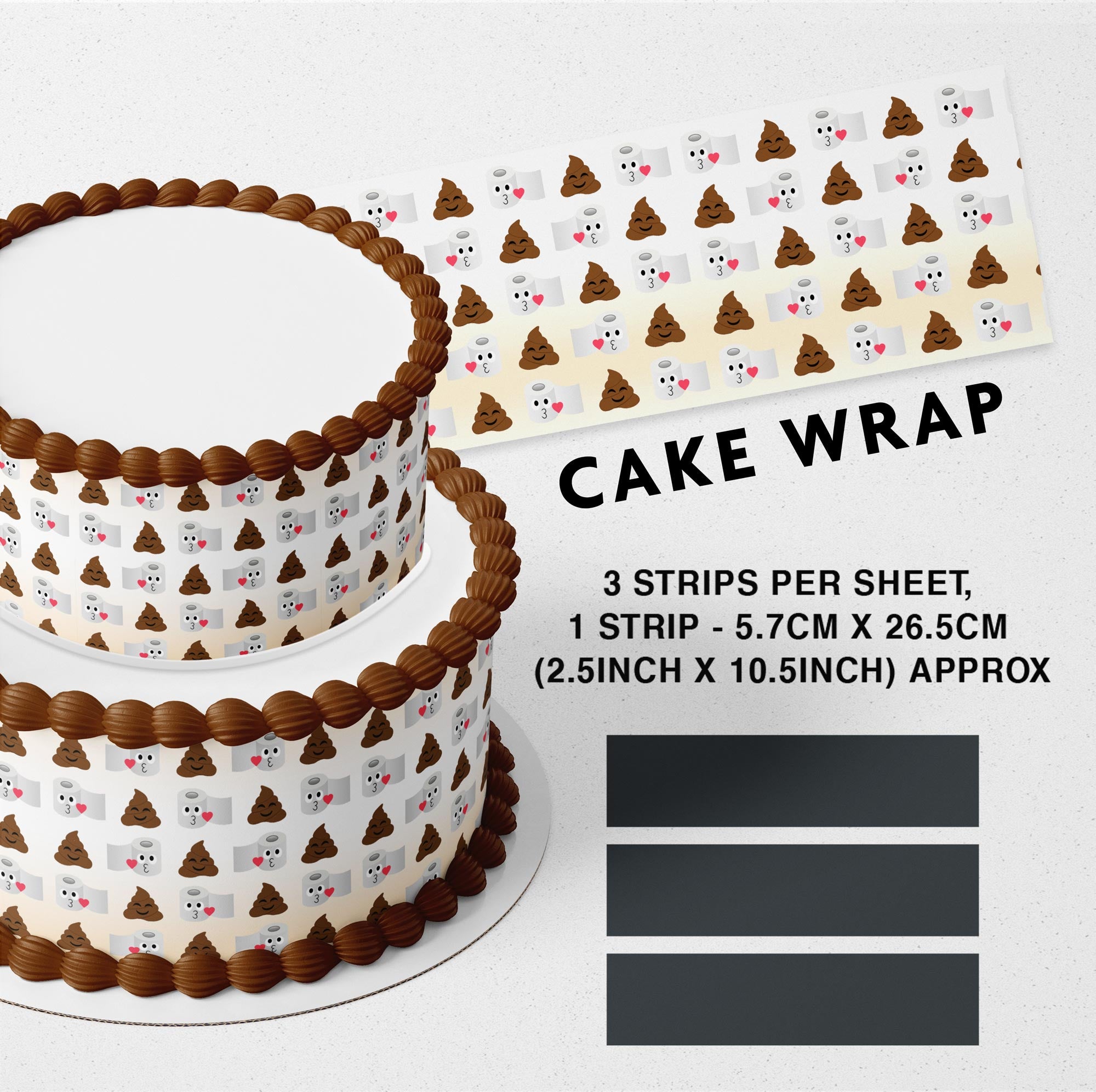 Poop Funny Toilet Edible Cake Wrap Strip – Icing Sheet Cake Side - Edible Cake Topper |Icing Sheet | Birthday Cake Decoration