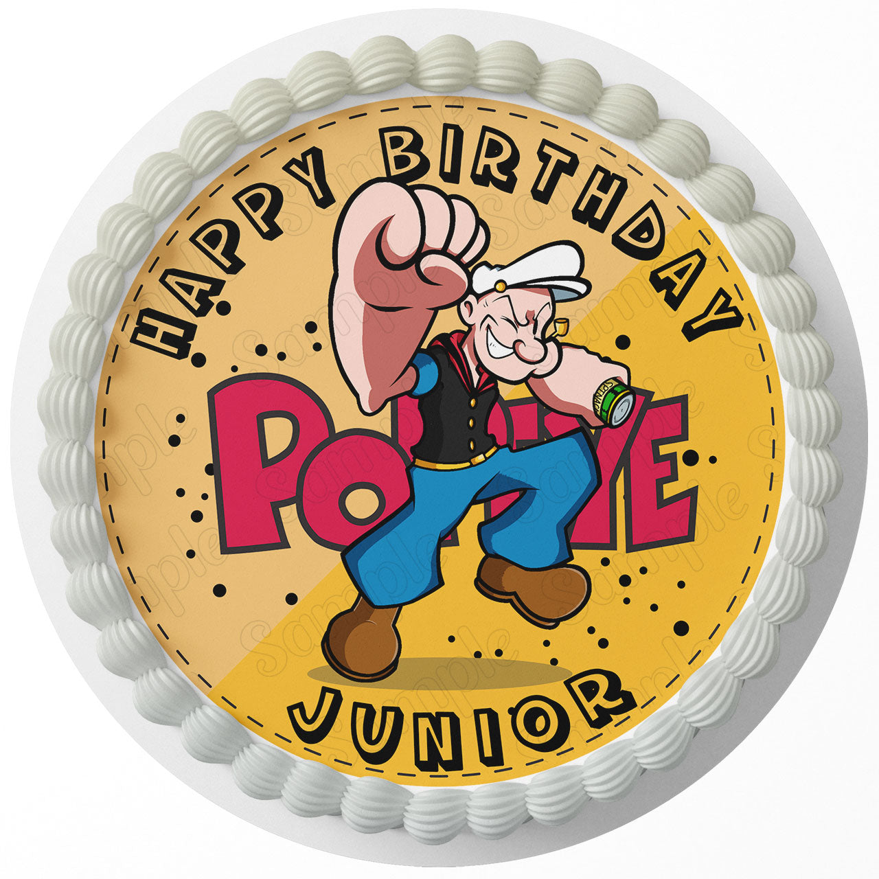 Popeye Round – Icing Sheet Birthday - Personalized Edible Cake Topper | Custom Icing Sheet | Birthday Cake Decoration | Photo Cake Image