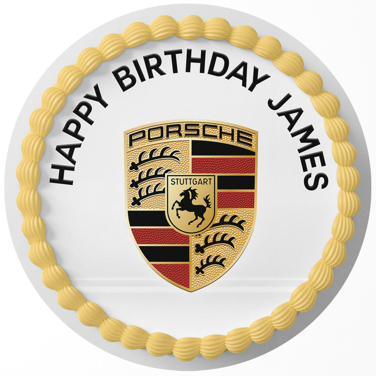 Porshe Car Fans Edible Cake Topper Round Personalized Edible Cake Topper | Custom Icing Sheet | Birthday Cake Decoration