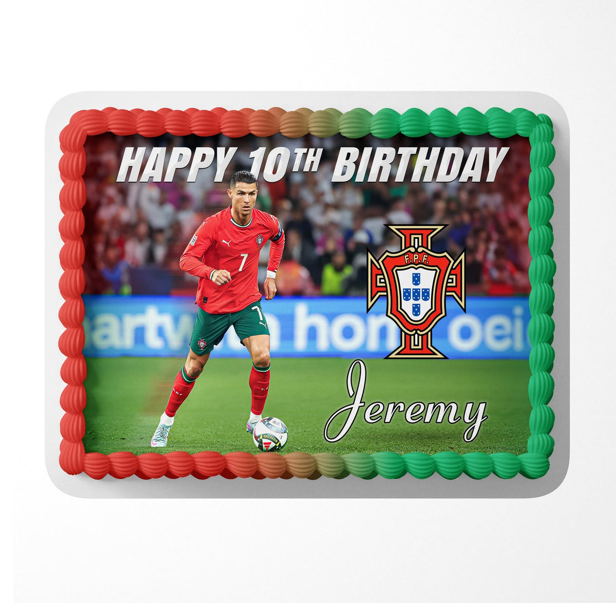 Red and Green Soccer Superstar Number Seven Edible Cake Topper