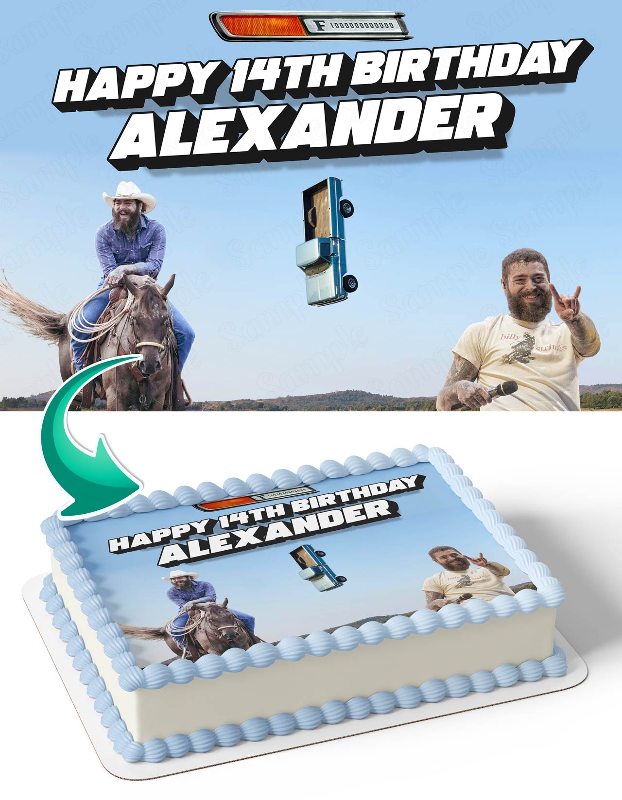 Post Malone F1 Trillion Edible Cake Topper