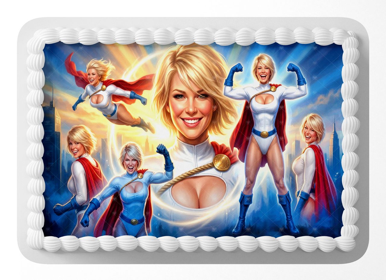 Power Girl Comics edible cake topper