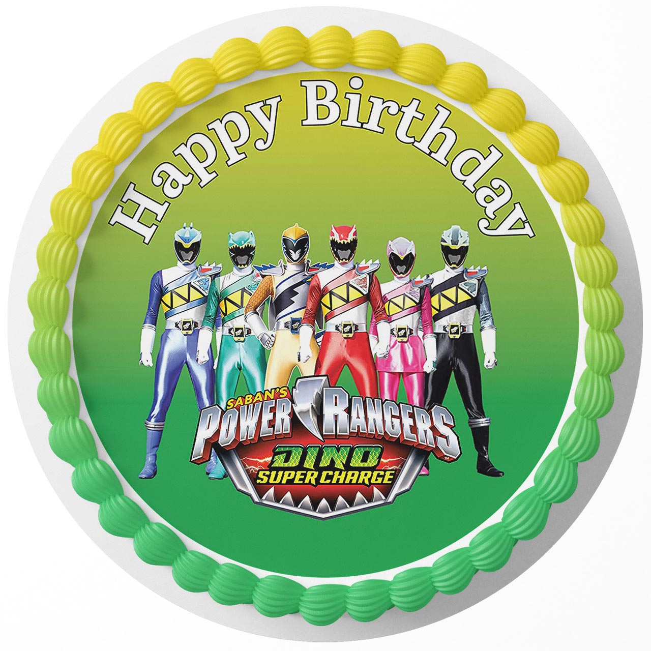 Rangers of the Power Dino Super Charge Round – Icing Sheet Birthd - Personalized Edible Cake Topper | Custom Icing Sheet | Birthday Cake Decoration