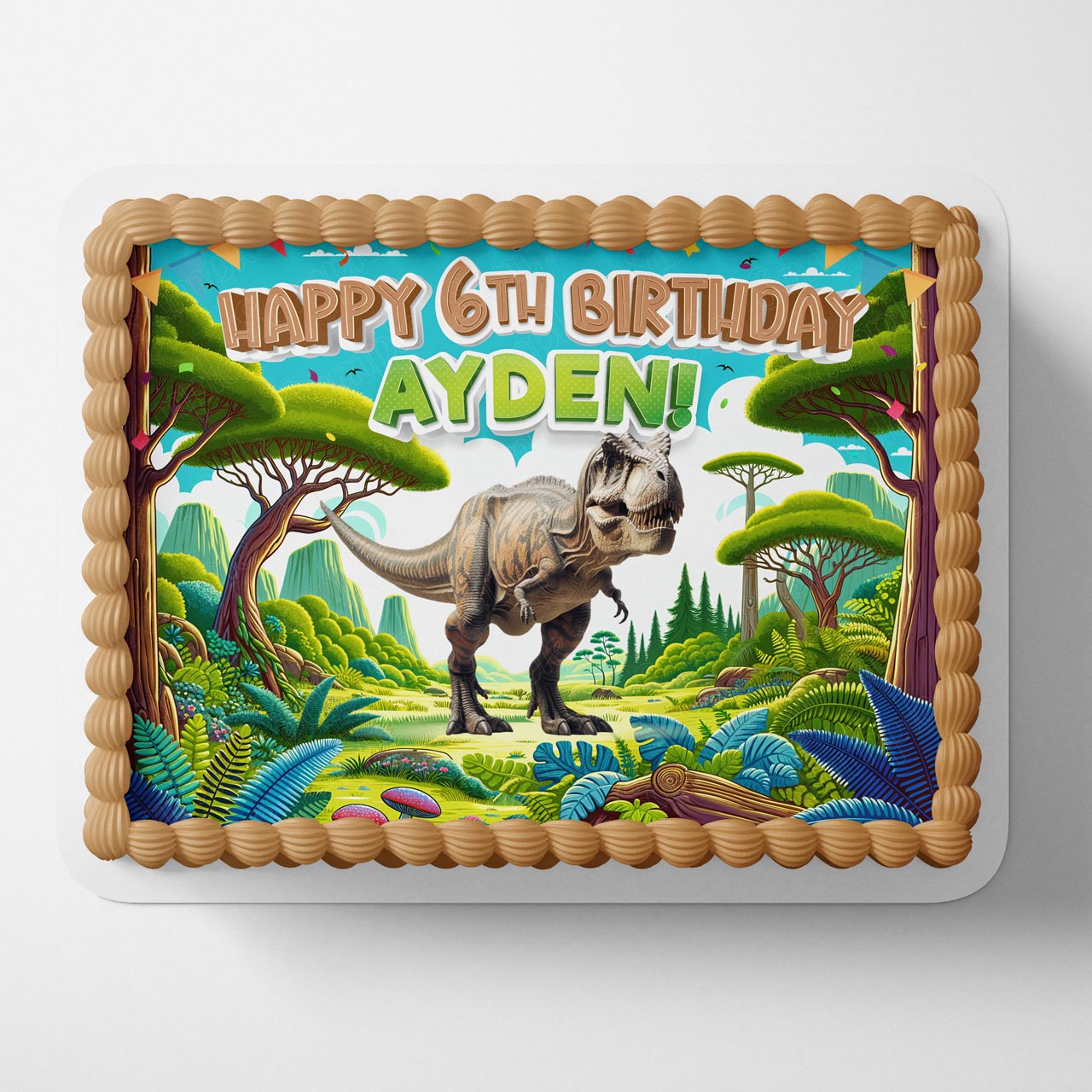 Prehistoric Planet World T Rex Dinosaur Edible Cake Topper