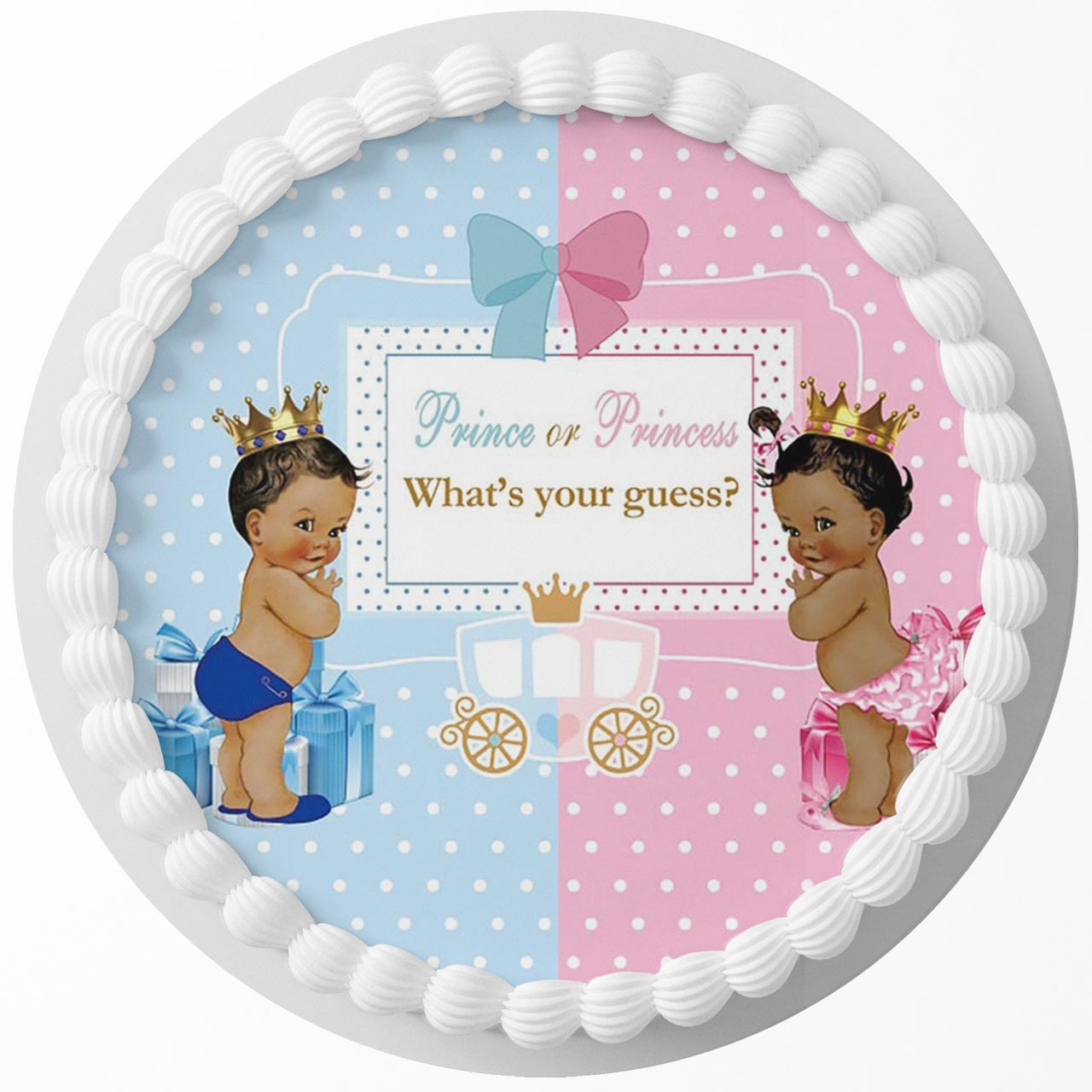 Prince or Princess Gender Baby Cute TRX Round – Icing Sheet Birth - Personalized Edible Cake Topper | Custom Icing Sheet | Birthday Cake Decoration