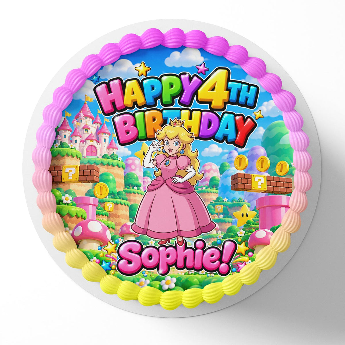 Princess Mushrooms Edible Cake Topper | Birthday Cake Decoration | Photo Cake Image | Custom Edible Cake Topper
