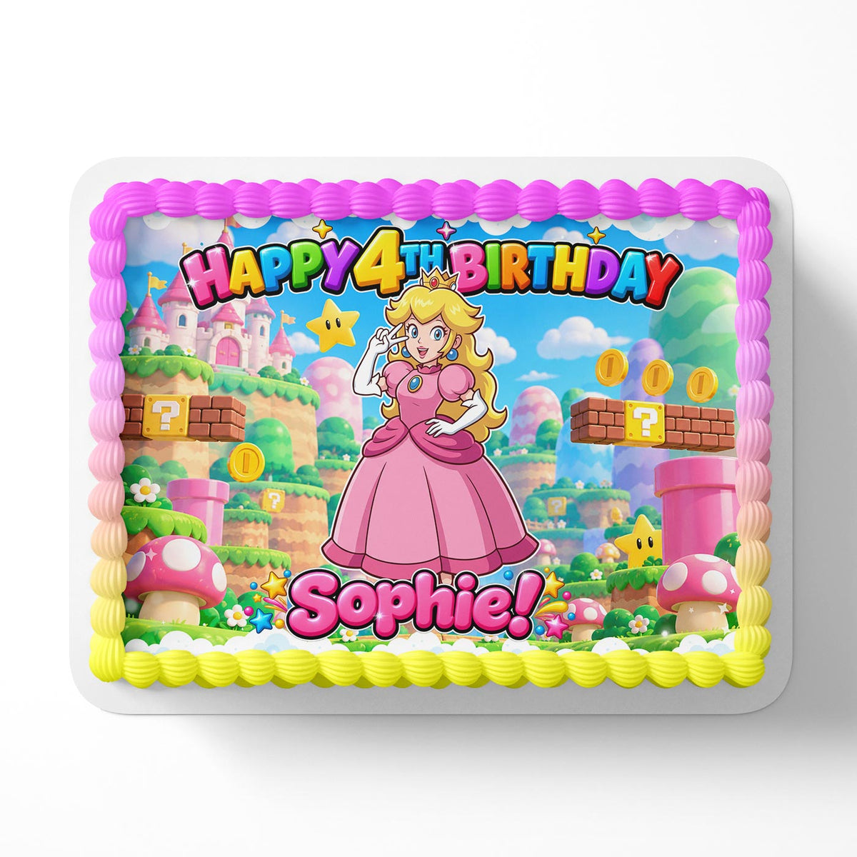 Princess Mushrooms Edible Cake Topper | Birthday Cake Decoration | Photo Cake Image | Custom Edible Cake Topper
