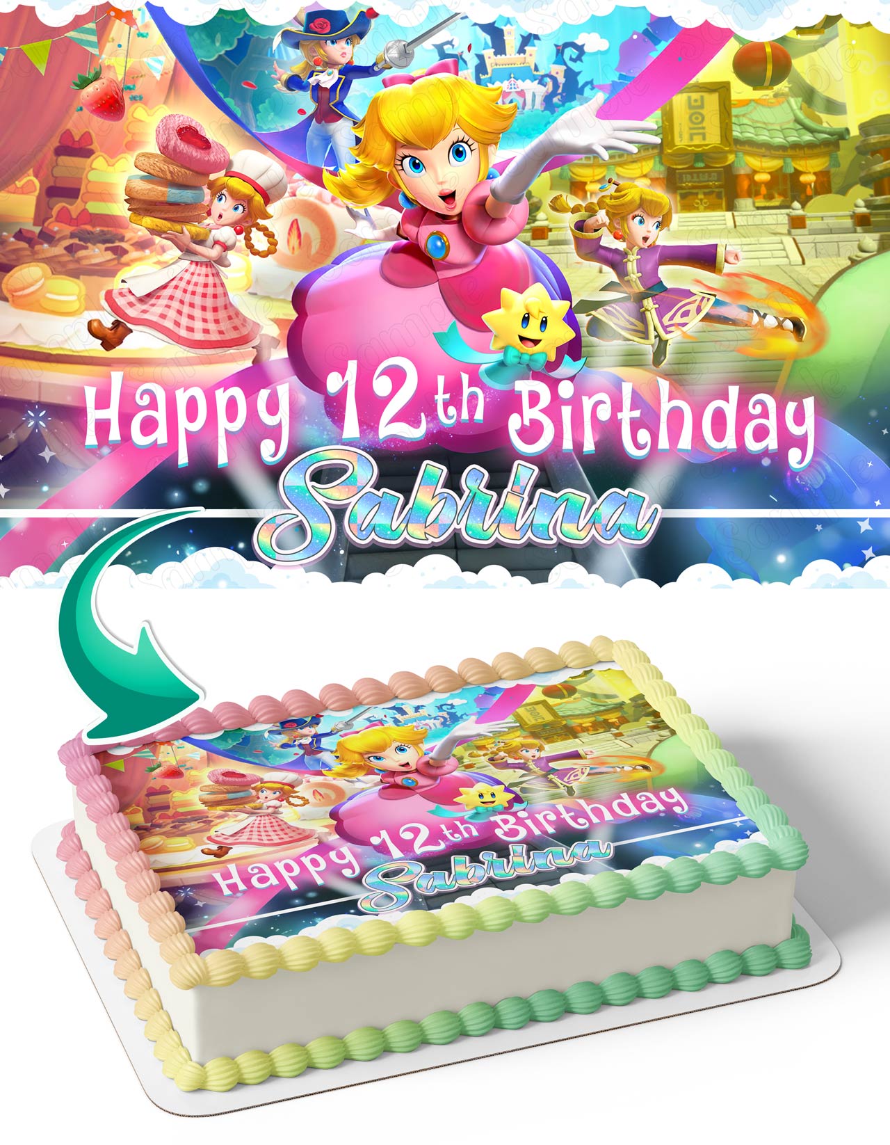 Princess Peach Showtime Edible Cake Topper