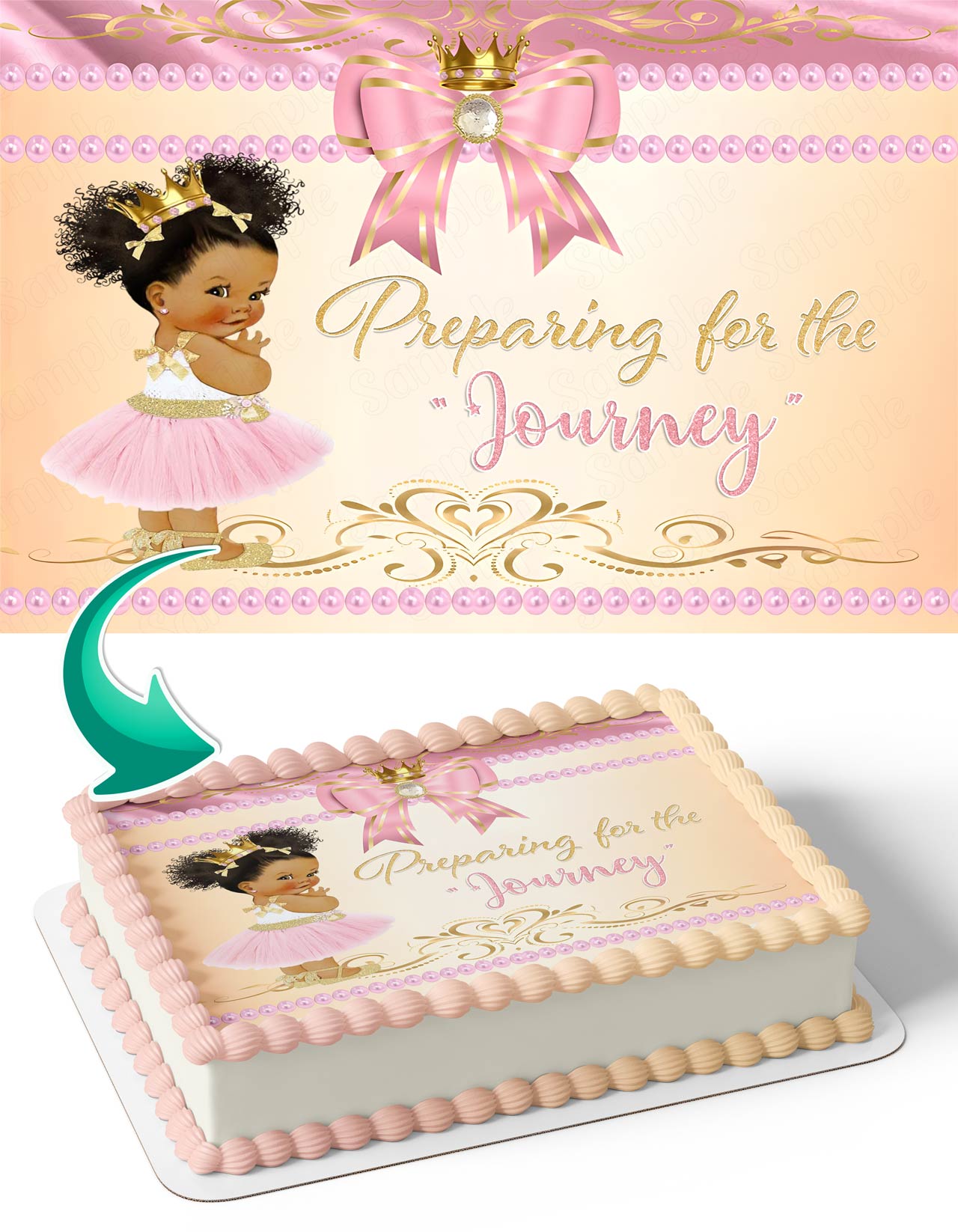 Princess Pink and Gold Baby Shower Edible Cake Topper
