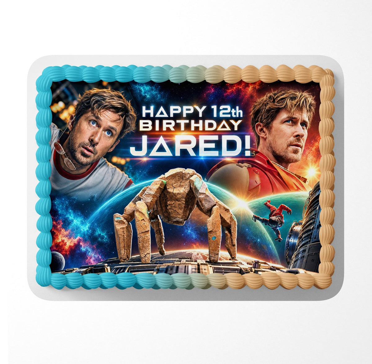 Lone Astronaut Space Mission Sci-Fi Edible Cake Topper