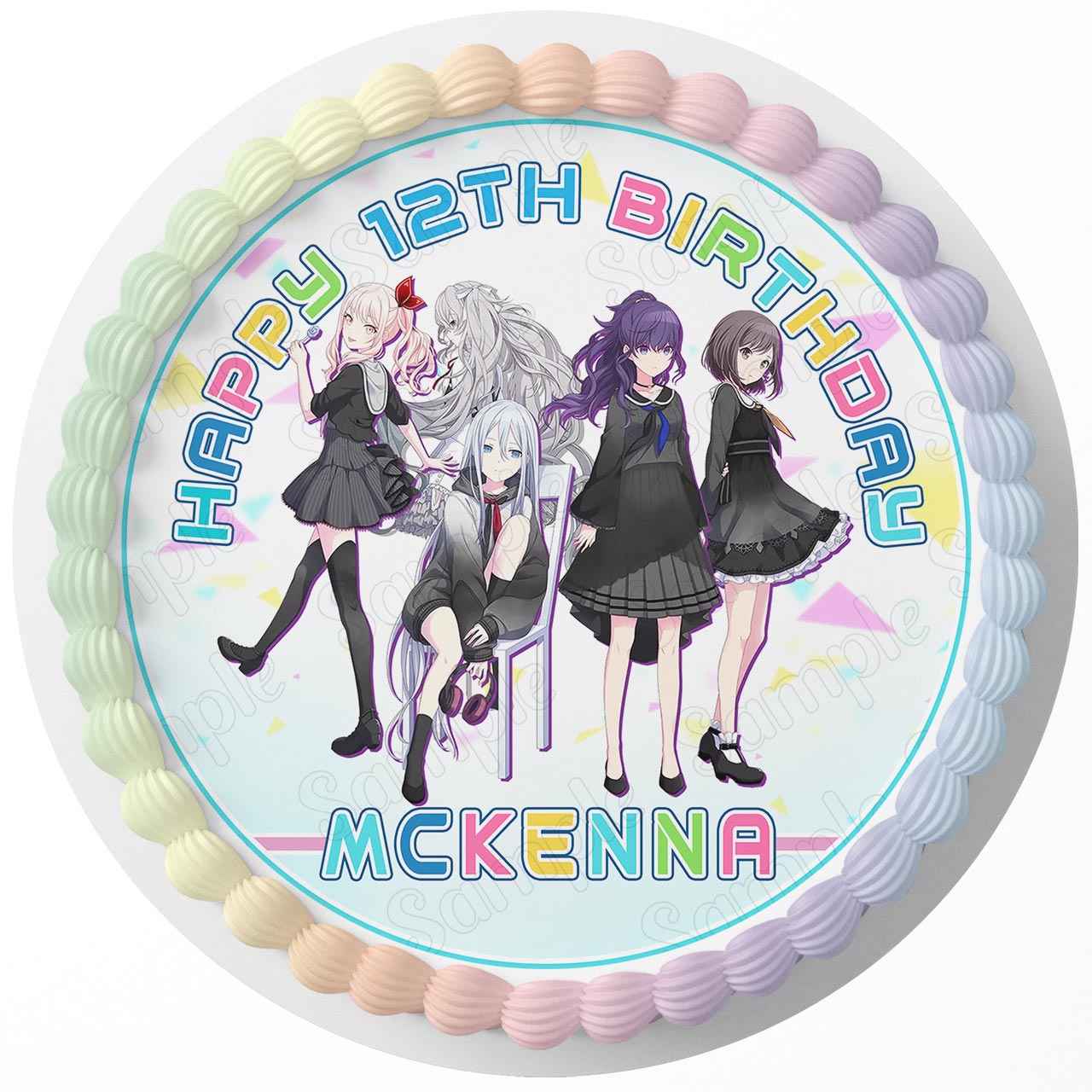 Project SEKAI COLORFUL STAGE Round – Icing Sheet Birthday - Personalized Edible Cake Topper | Custom Icing Sheet | Birthday Cake Decoration