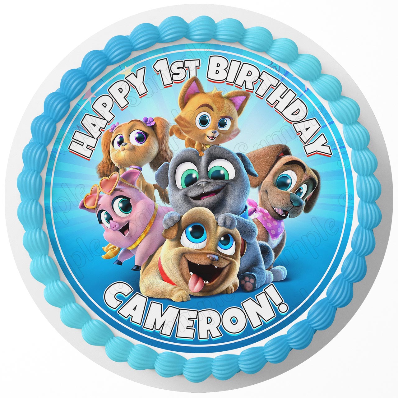 Puppy Dog Kids Boys Girls Fun Round – Icing Sheet Birthday - Personalized Edible Cake Topper | Custom Icing Sheet | Birthday Cake Decoration