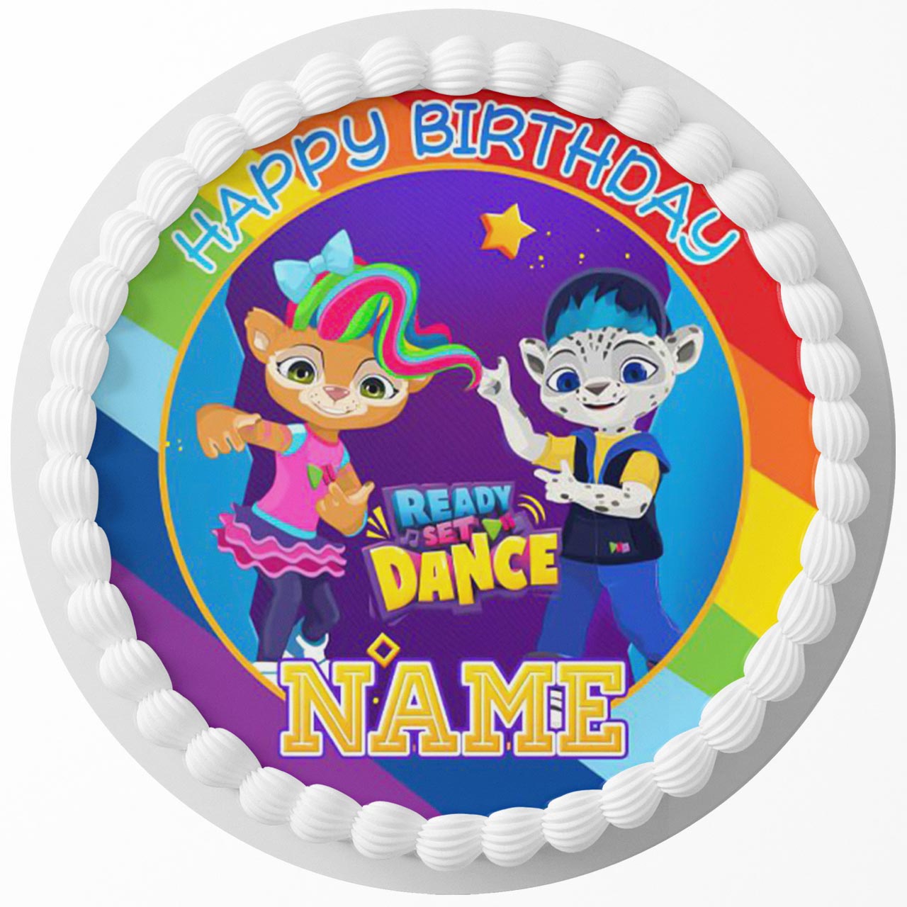 READY SET DANCE Round – Icing Sheet Birthday - Personalized Edible Cake Topper | Custom Icing Sheet | Birthday Cake Decoration | Photo Cake Image
