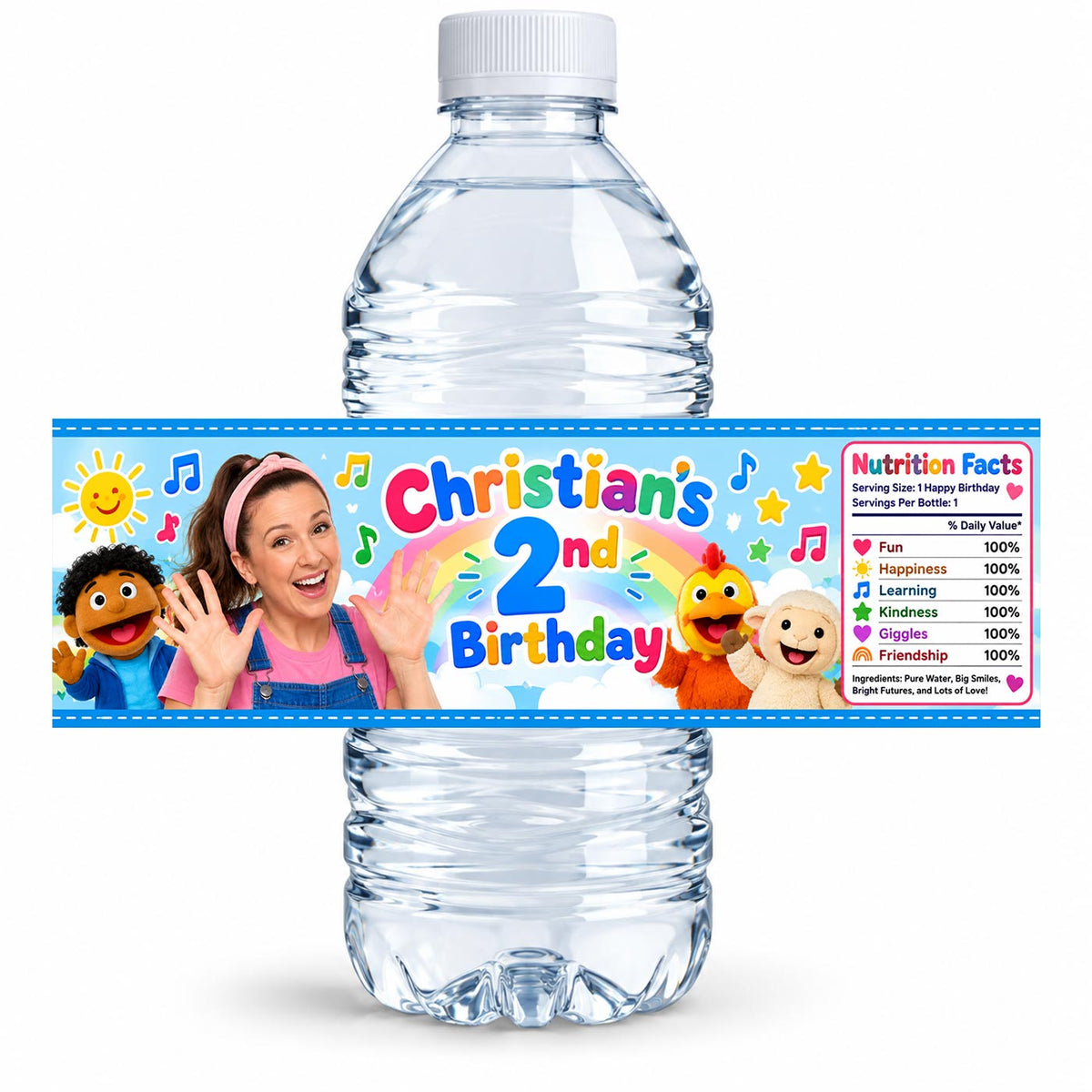 Custom Ms Rachel Water Bottle Label Sticker Birthday Decor Self Stick Wrapper
