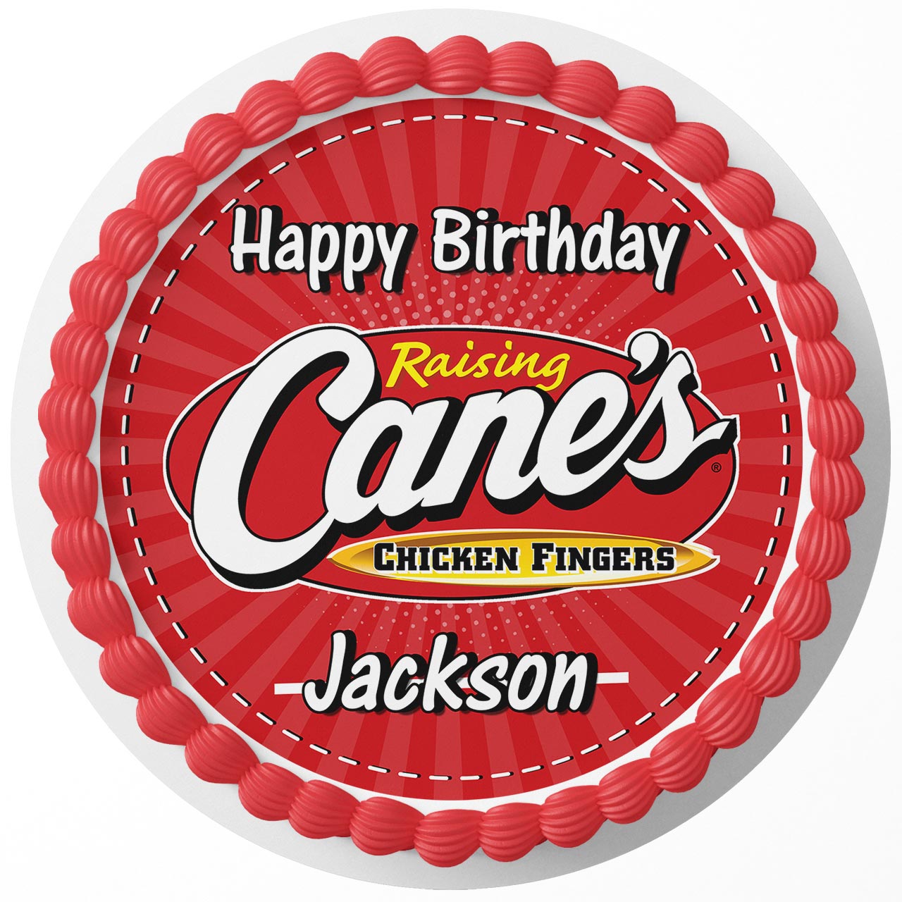 Raising Canes Chicken Fingers Kids Round – Icing Sheet Birthday - Personalized Edible Cake Topper | Custom Icing Sheet | Birthday Cake Decoration