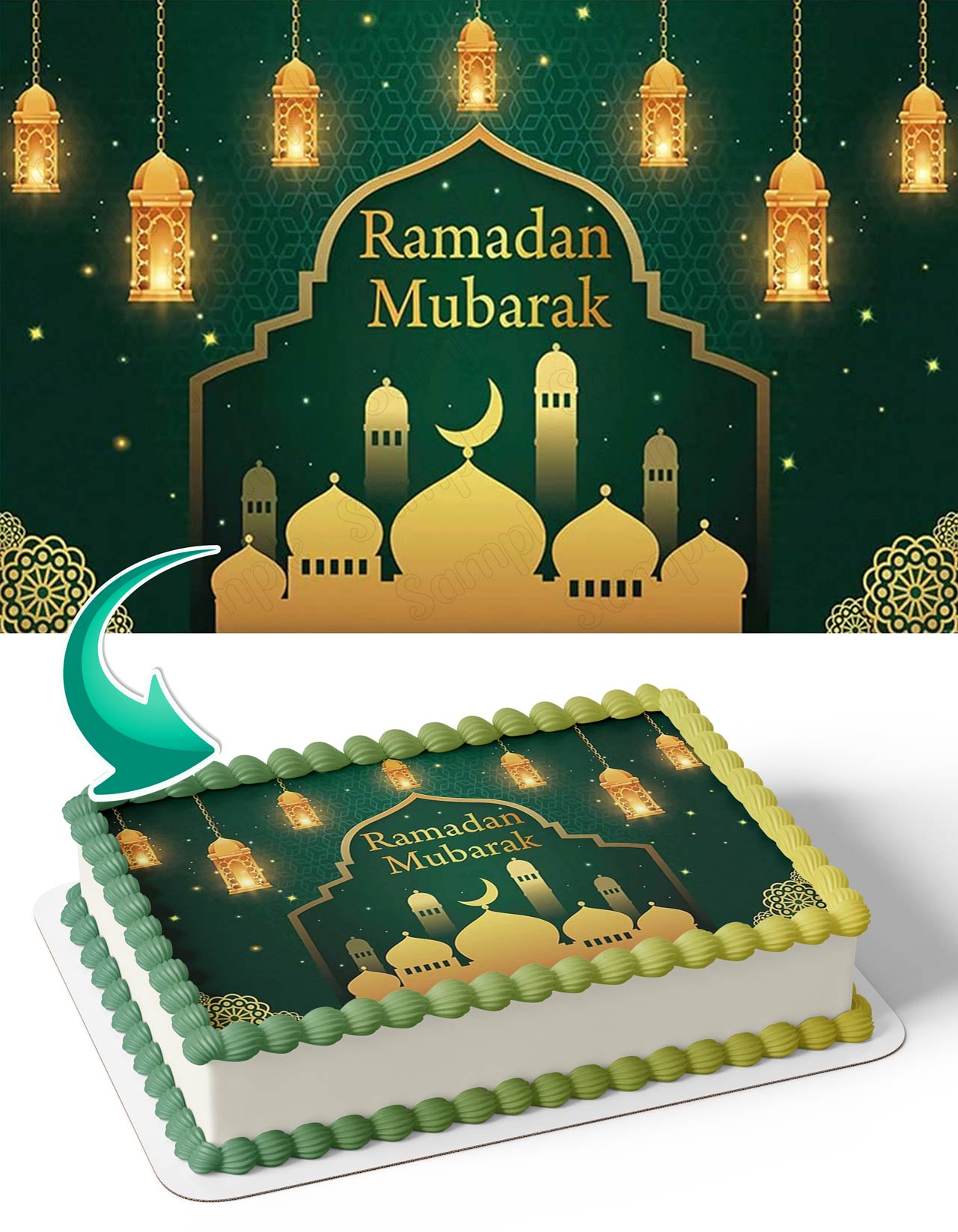 Ramadan Mubarak Islamic Celebration Edible Cake Topper