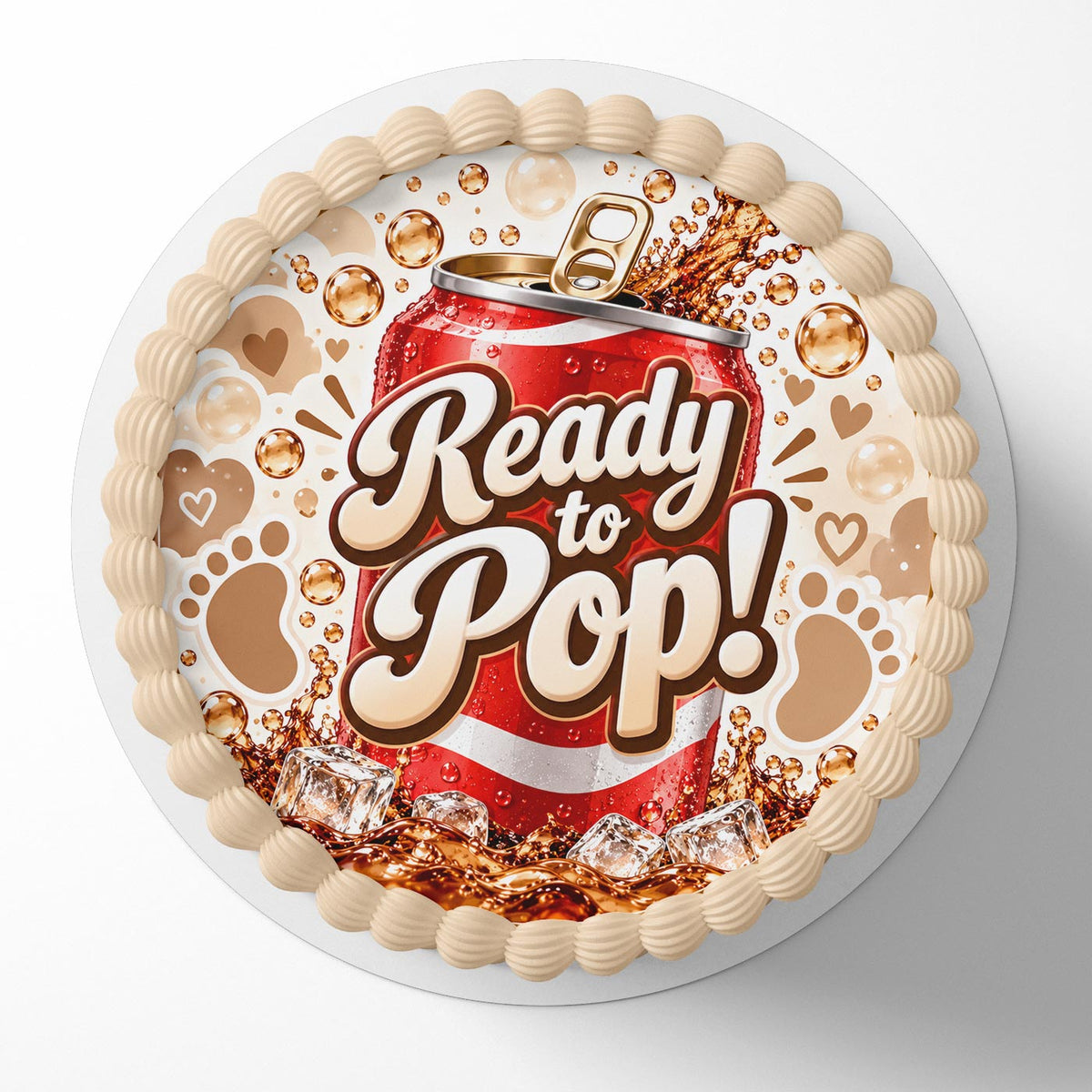 Ready to Pop! Baby Shower Edible Cake Topper | Birthday Cake Decoration | Photo Cake Image | Custom Edible Cake Topper