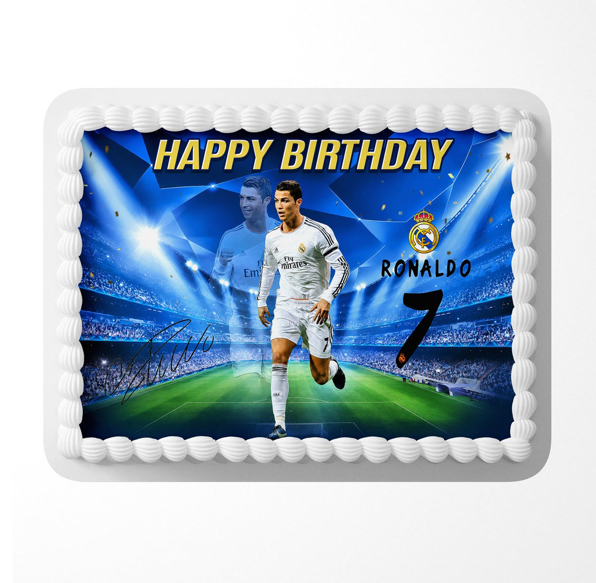 Madrid White Soccer Champions Superstar Edible Cake Topper