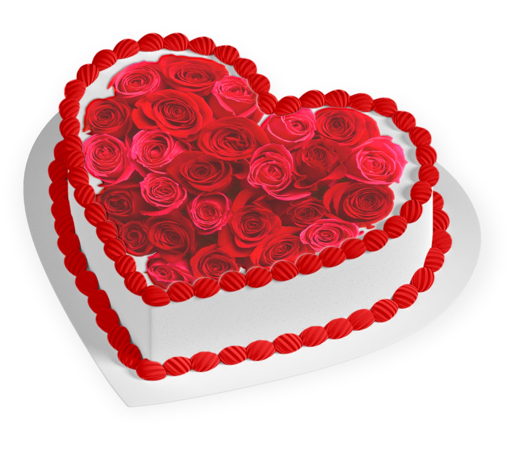 Red Roses Heart Shaped – Frosting Sheet - Personalized Edible Cake Topper | Custom Icing Sheet | Birthday Cake Decoration | Photo Cake Image
