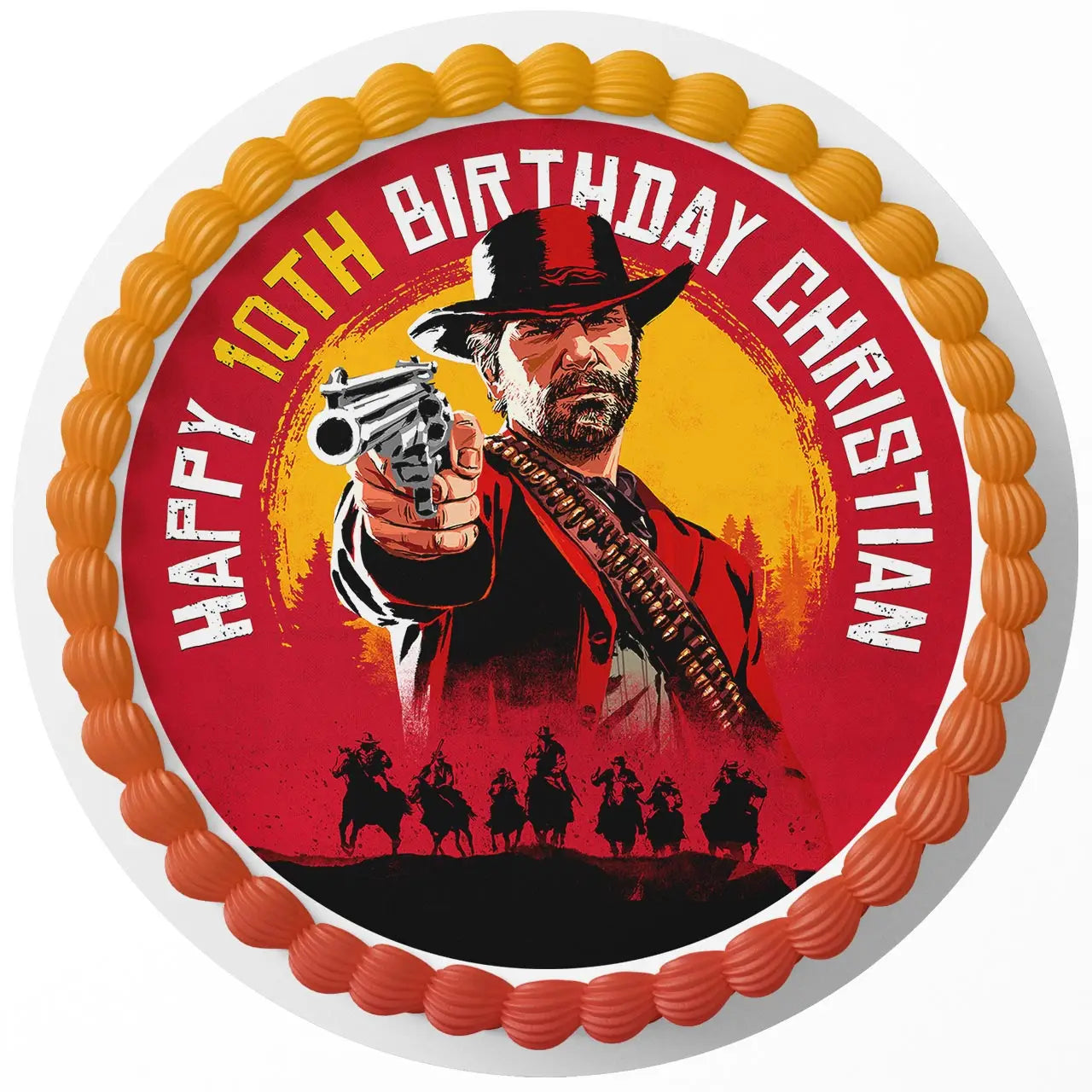 Red Dead Redemption 2 Round – Icing Sheet Birthday - Personalized Edible Cake Topper | Custom Icing Sheet | Birthday Cake Decoration