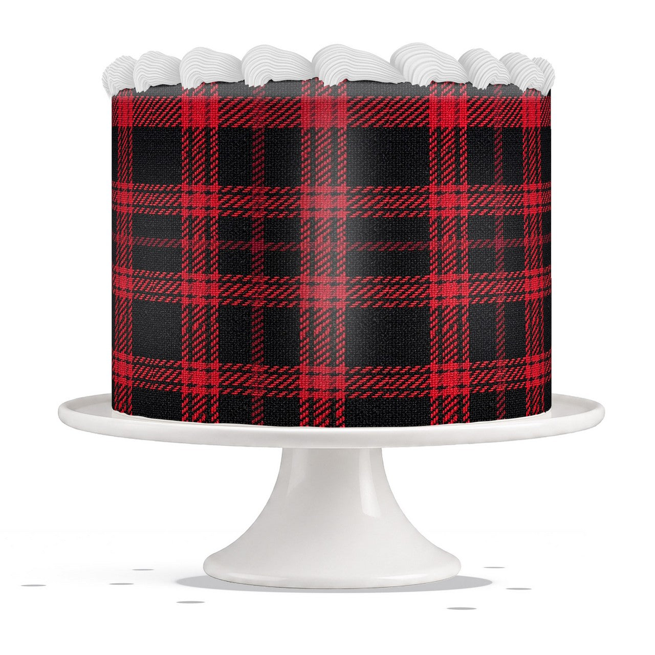 Red and Black Plaid edible cake wrap strip icing sheet
