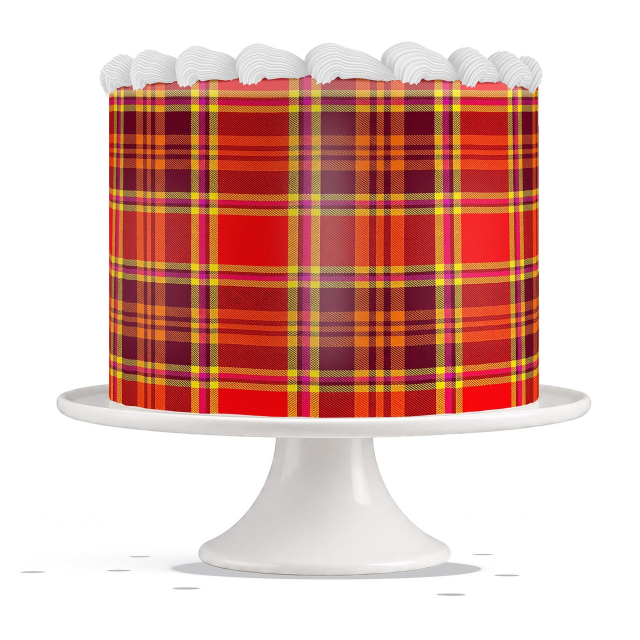 Red and Gold Plaid edible cake wrap strip icing sheet