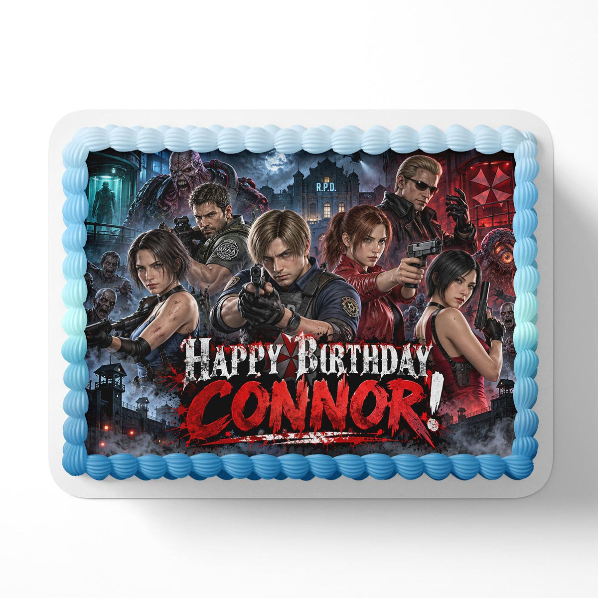 Resident Evil Gamers Edible Cake Topper | Birthday Cake Decoration | Photo Cake Image | Custom Edible Cake Topper