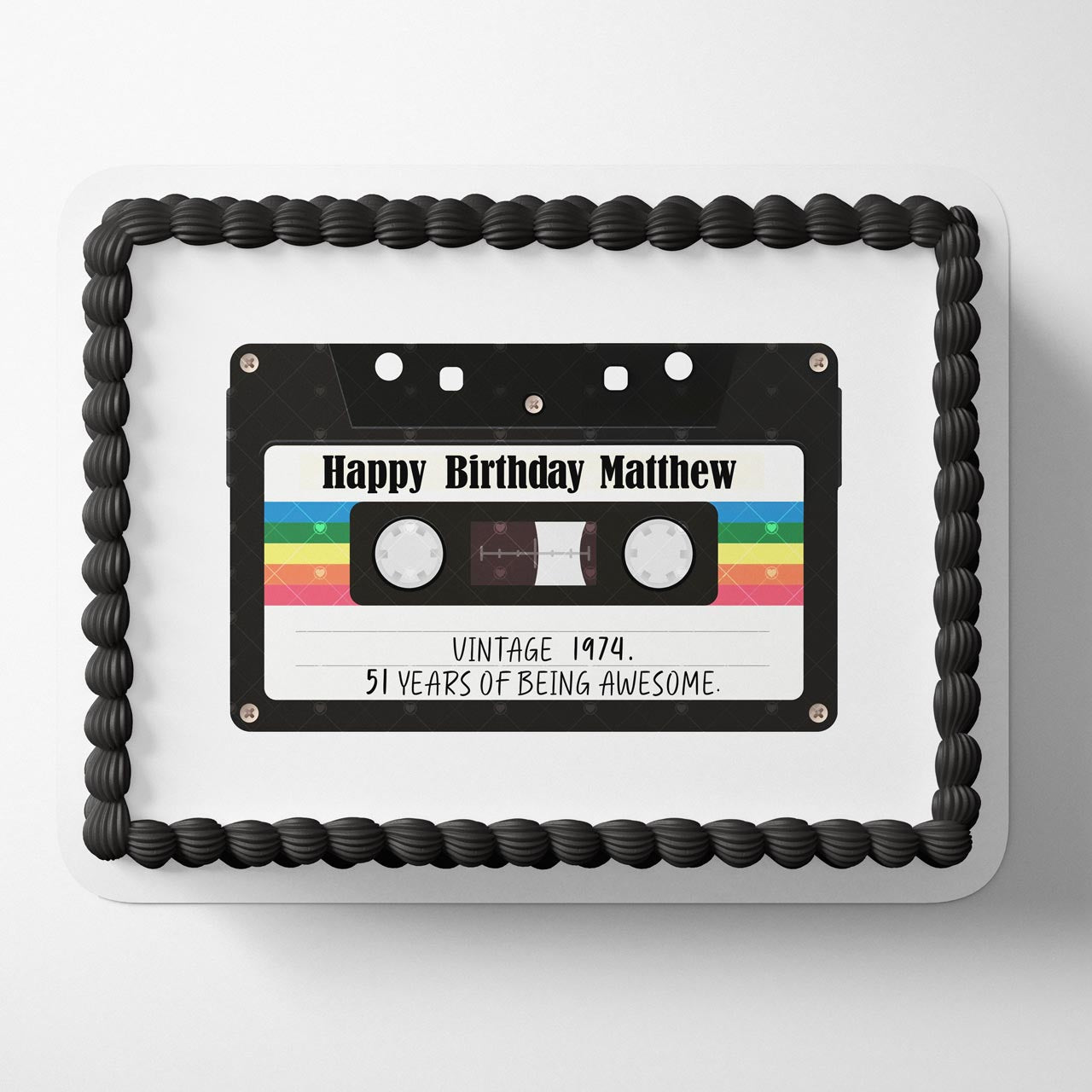 Retro Vintage Cassette Tape Edible Cake Topper