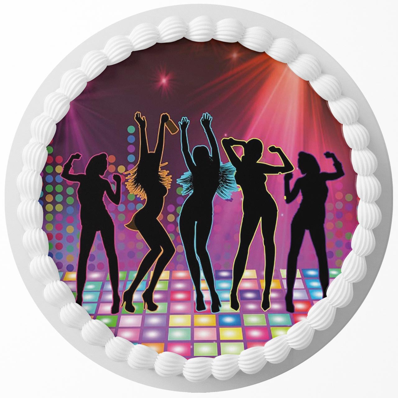 Retro Party Disco 70s 60s 80s 50s Round – Icing Sheet Birthday - Personalized Edible Cake Topper | Custom Icing Sheet | Birthday Cake Decoration