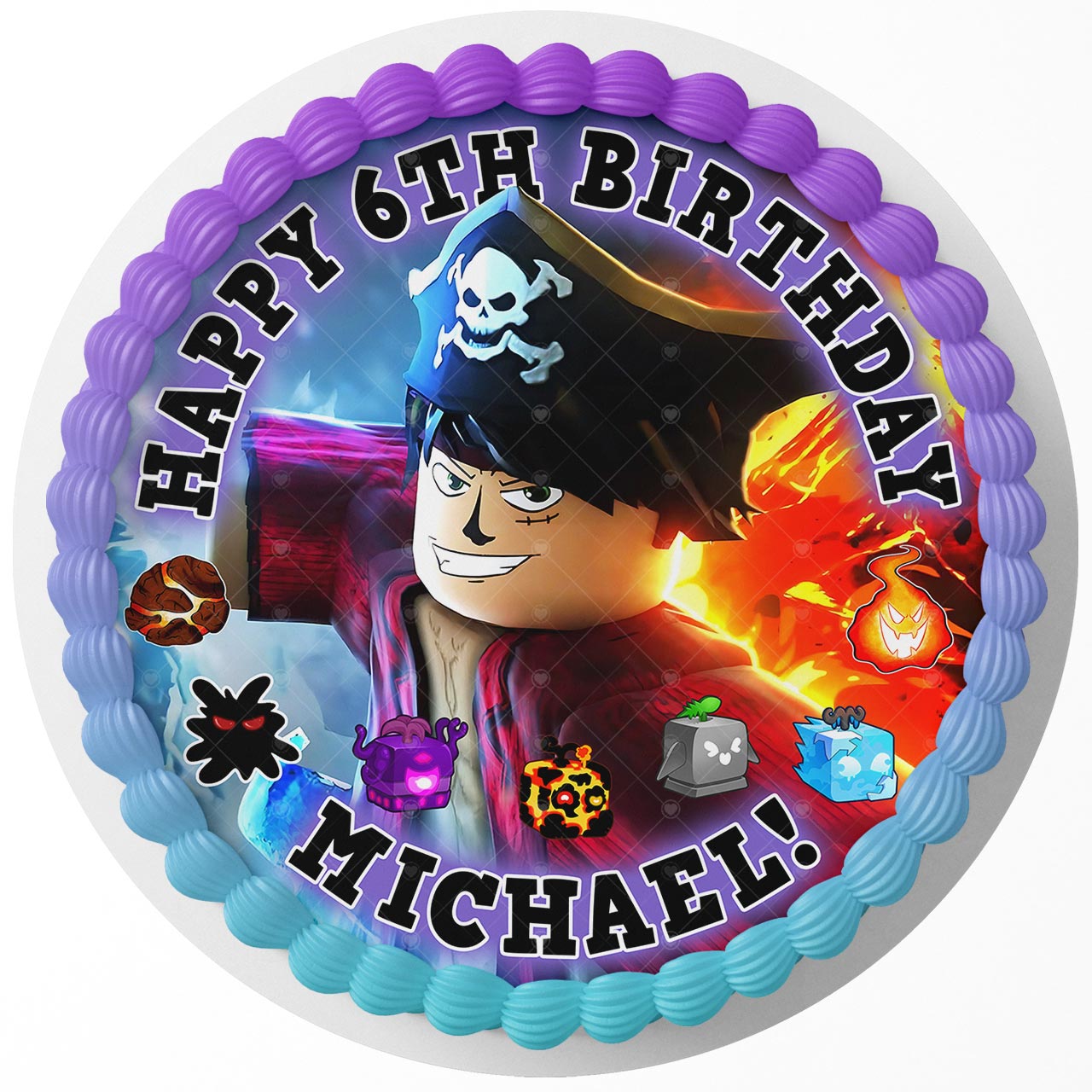 Roblox Blox Fruits Round – Icing Sheet Birthday - Personalized Edible Cake Topper | Custom Icing Sheet | Birthday Cake Decoration