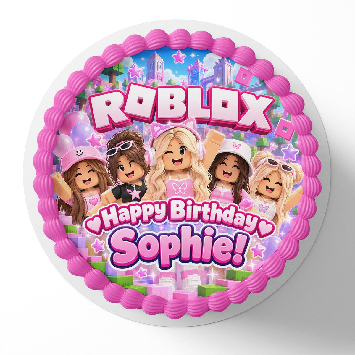 Roblox Girls Gamers Cute Pink Cake Topper – Edible Cake Image – Icing Sheet for Cakes