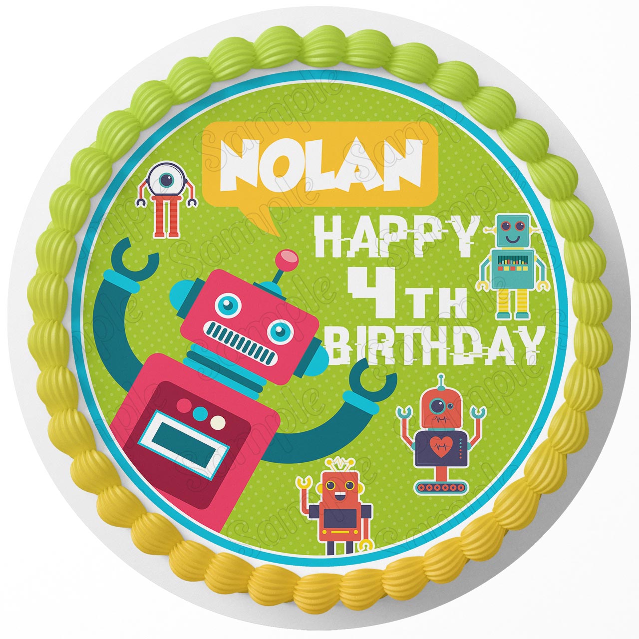 Robots Robotics Round – Icing Sheet Birthday - Personalized Edible Cake Topper | Custom Icing Sheet | Birthday Cake Decoration | Photo Cake Image