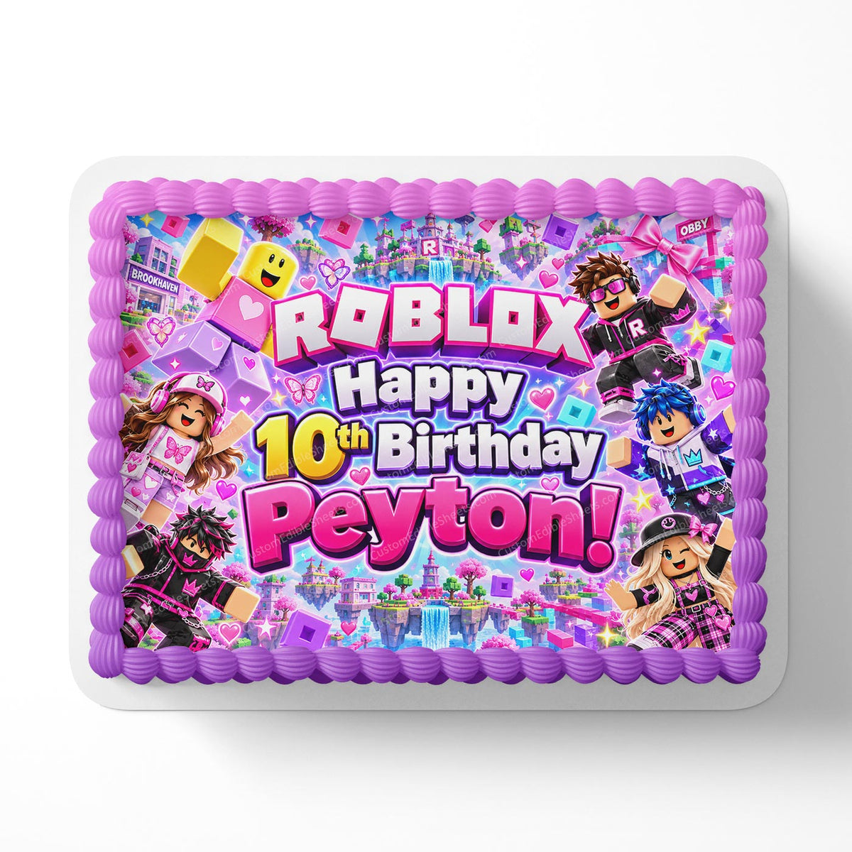 Roblox Girls Pink 2026 Edible Cake Topper | Birthday Cake Decoration | Photo Cake Image | Custom Edible Cake Topper