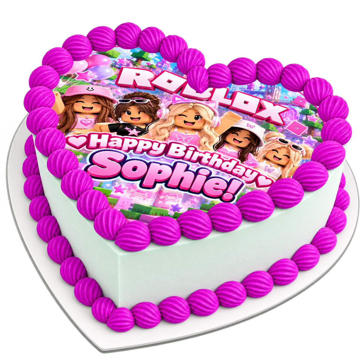 Roblox Girls Gamers Cute Pink Cake Topper – Edible Cake Image – Icing Sheet for Cakes