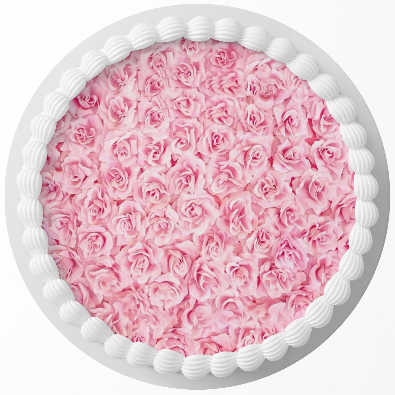 Roses Pink Cute Floral Round – Icing Sheet Birthday - Personalized Edible Cake Topper | Custom Icing Sheet | Birthday Cake Decoration