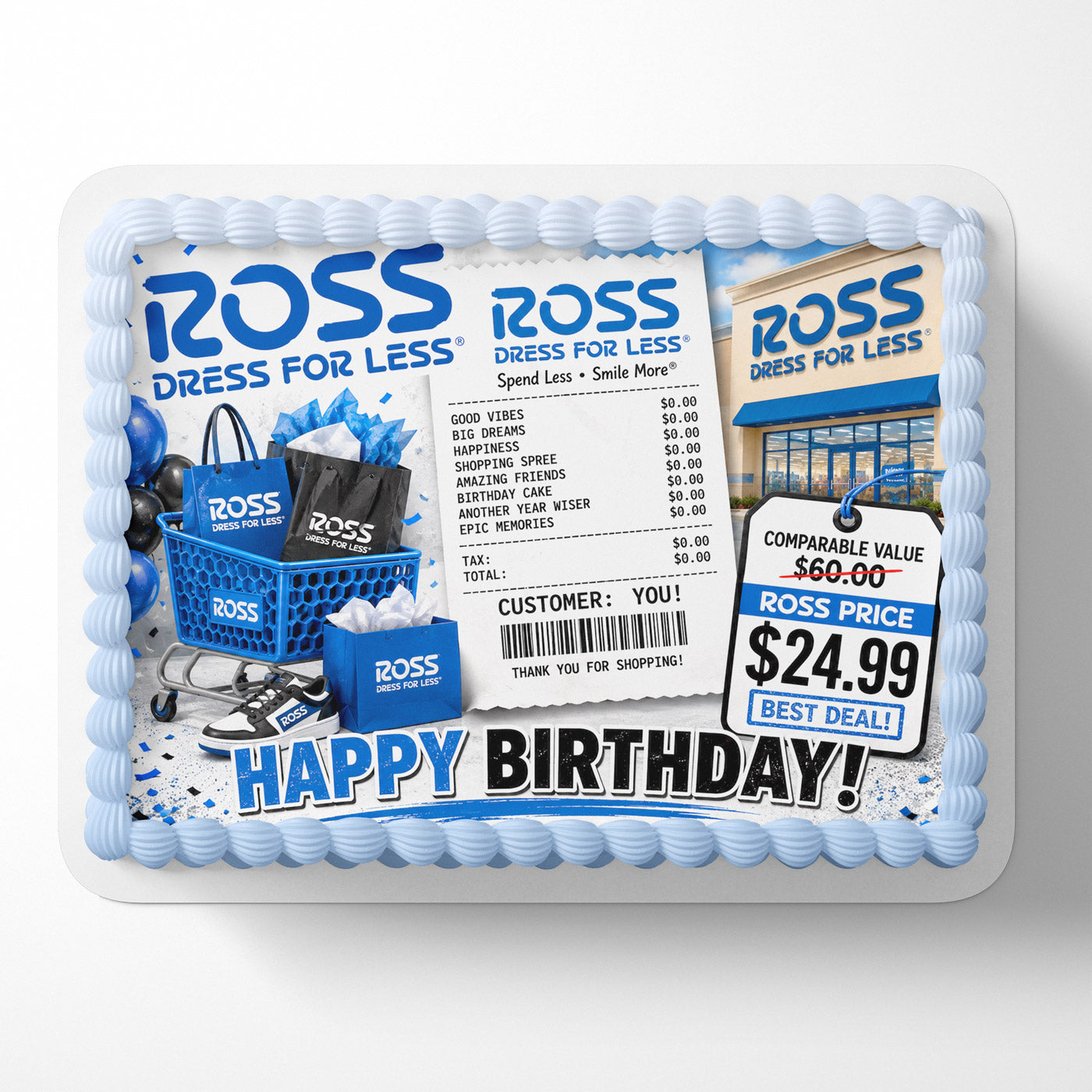Ross Dress For Less Edible Cake Image - Edible Cake Topper Birthday Cake Decoration