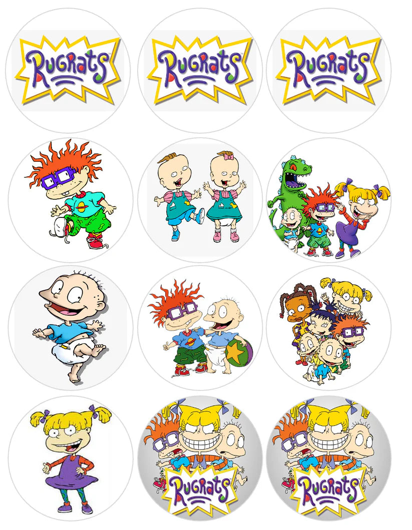 Rugrats Cast Mix Edible Cupcake Toppers Icing Sheet or Wafer Paper