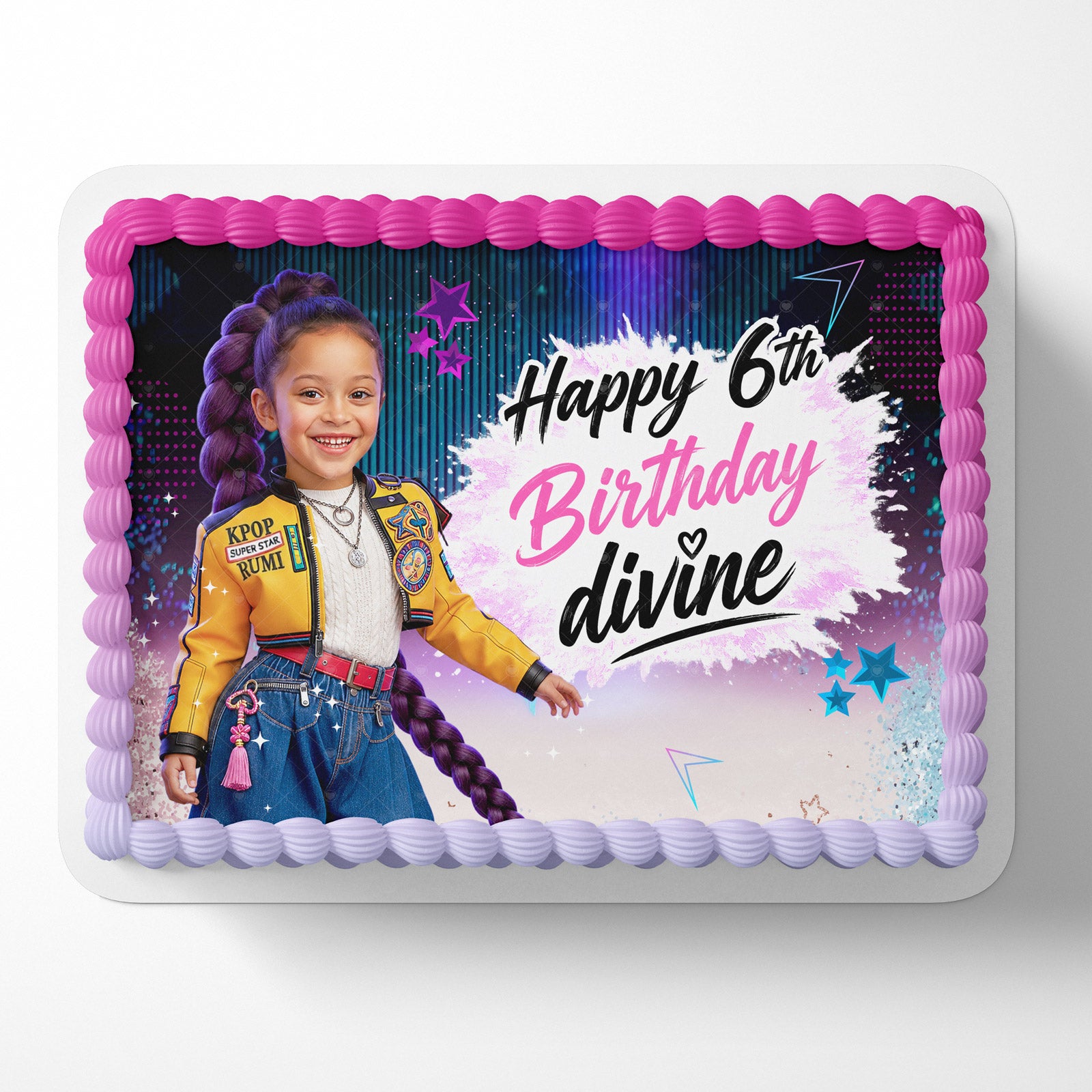 Kpop Demon Hunters Rumi Face ﻿Custom Edible Cake Image - Edible Cake Topper Birthday Cake Decoration