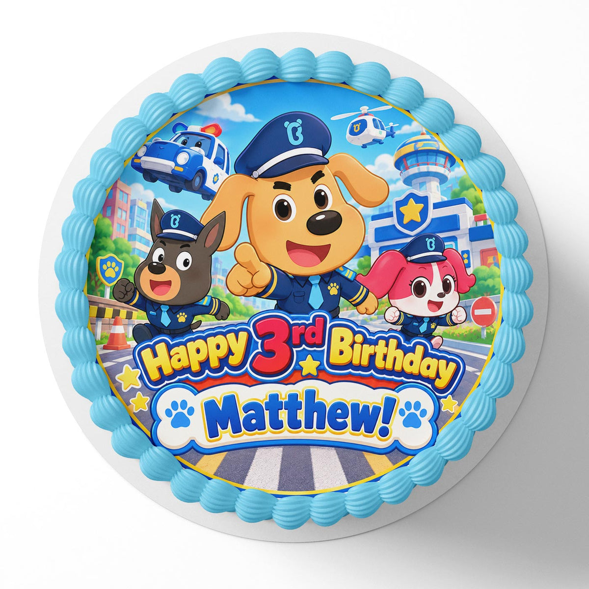 Safety Sheriff Labrador Edible Cake Topper | Birthday Cake Decoration | Photo Cake Image | Custom Edible Cake Topper