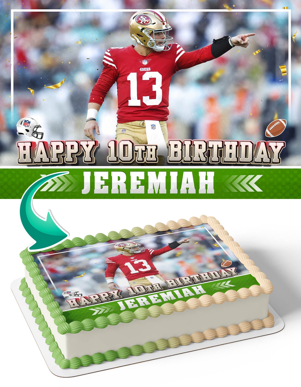 San Francisco 49ers Brock Purdy Edible Cake Topper