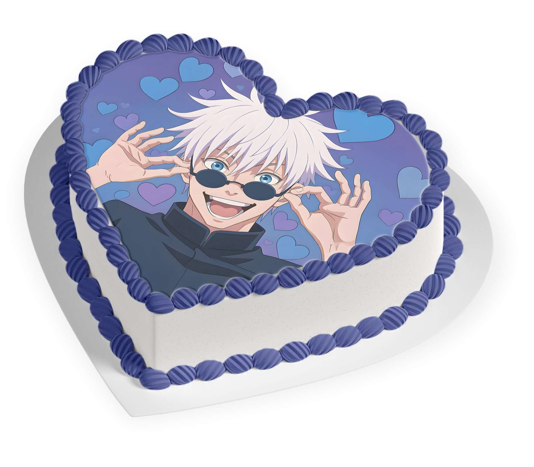 Satoru Gojo Kaisen Heart Shaped – Frosting Sheet - Personalized Edible Cake Topper | Custom Icing Sheet | Birthday Cake Decoration