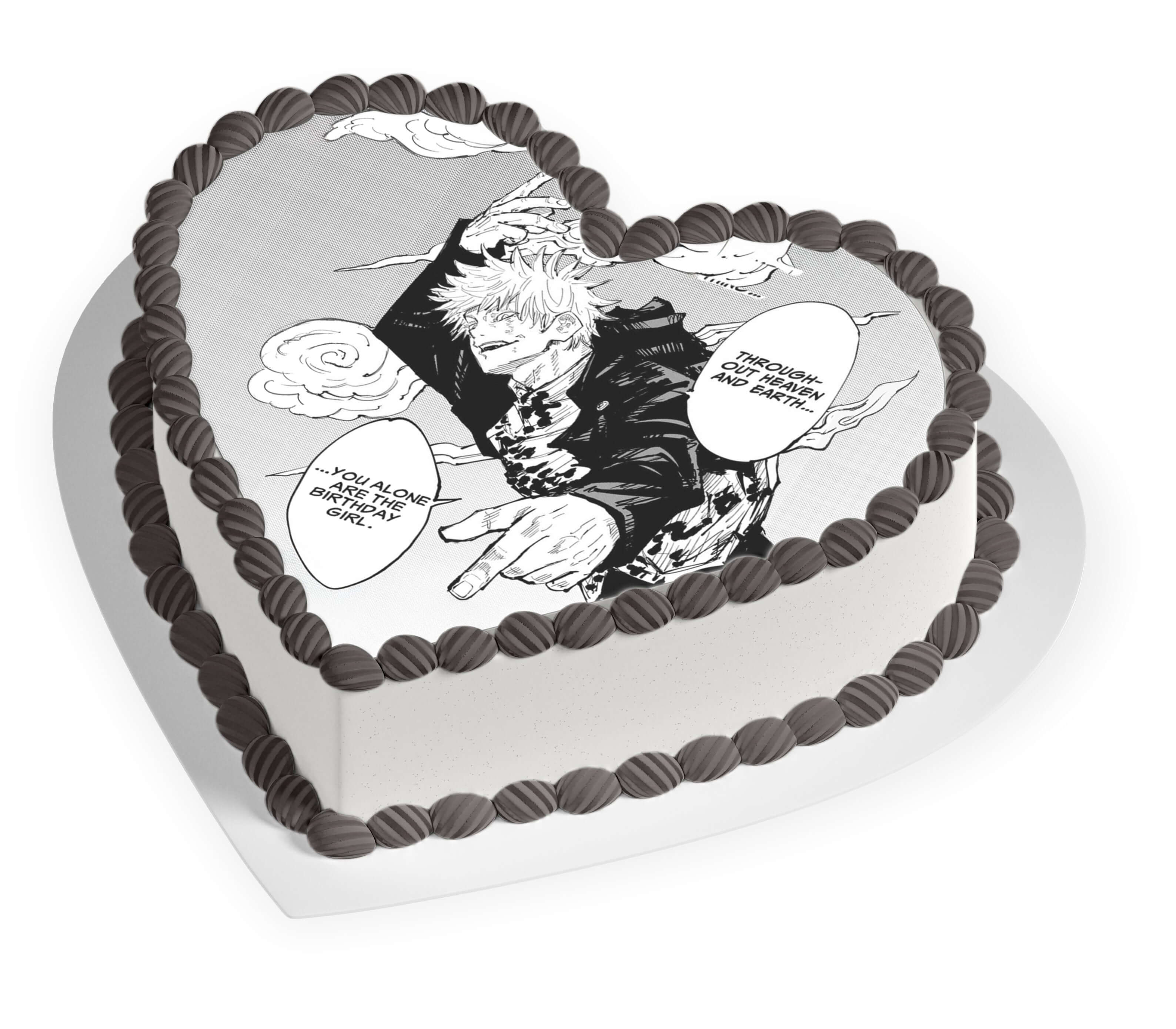 Satoru Gojo Kaisen Fans Heart Shaped – Frosting Sheet - Personalized Edible Cake Topper | Custom Icing Sheet | Birthday Cake Decoration
