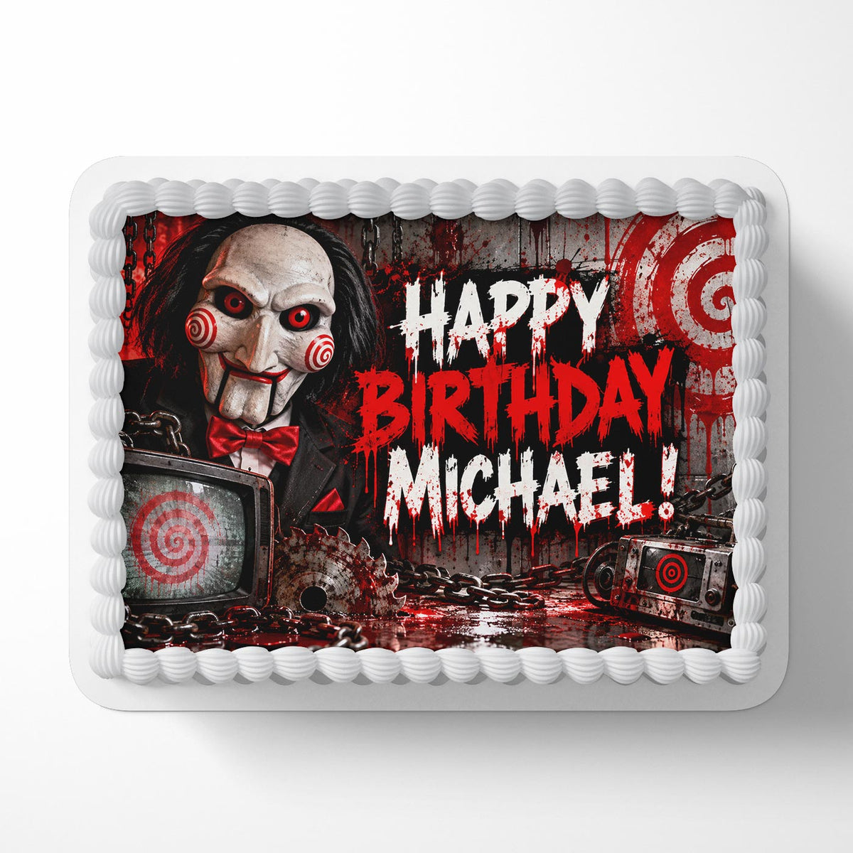 Saw Movie Benny Horror Edible Cake Topper | Birthday Cake Decoration | Photo Cake Image | Custom Edible Cake Topper