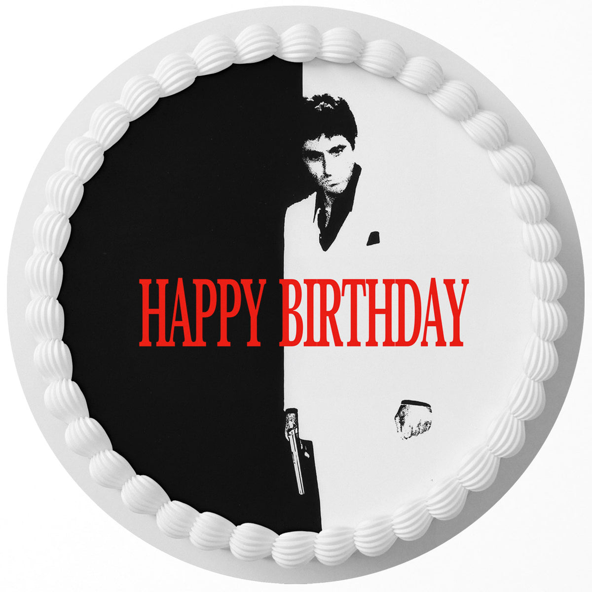 Scarface Tony Montana Edible Cake Topper Round Personalized Edible Cake Topper | Custom Icing Sheet | Birthday Cake Decoration