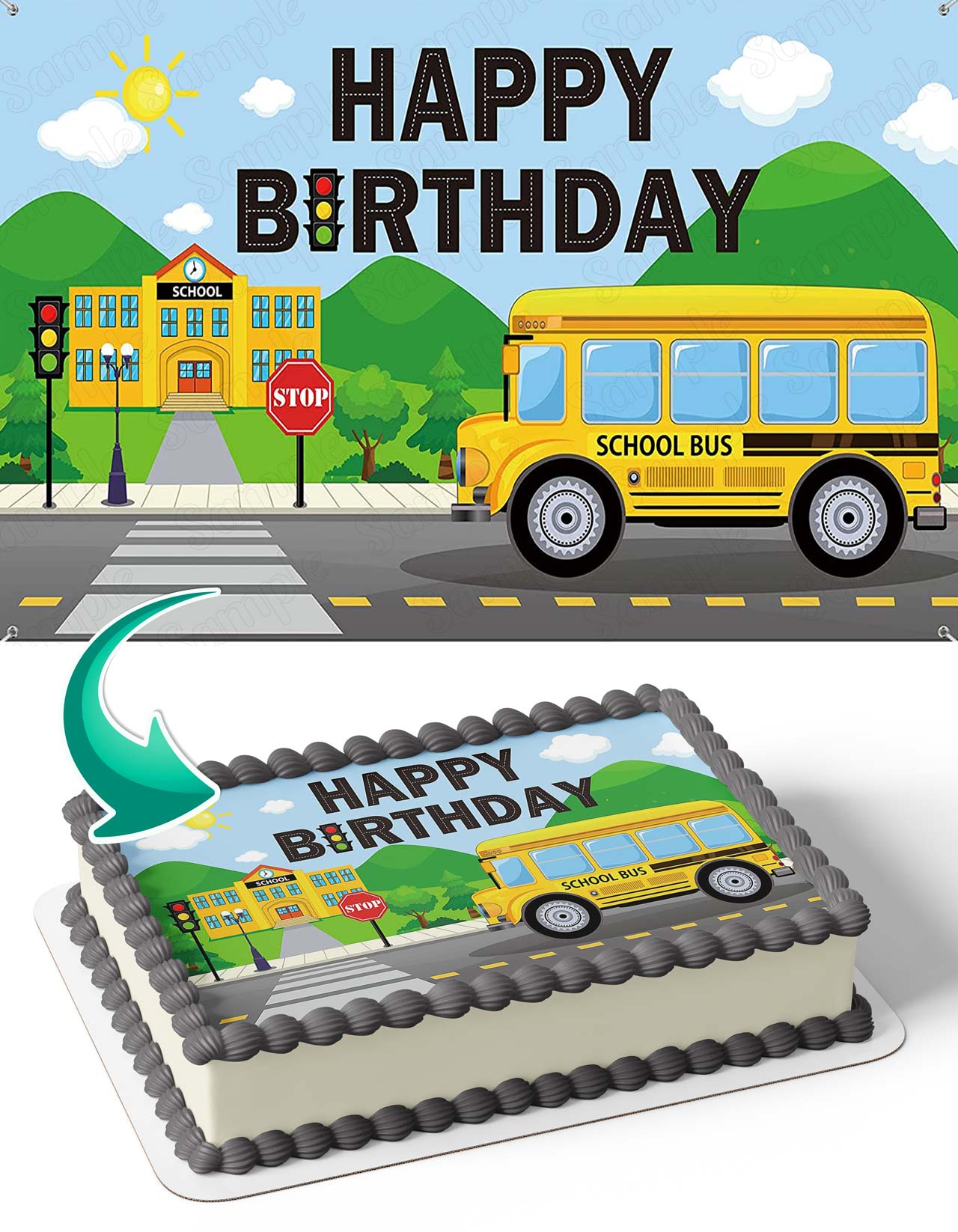 School Bus Back To School Edible Cake Topper
