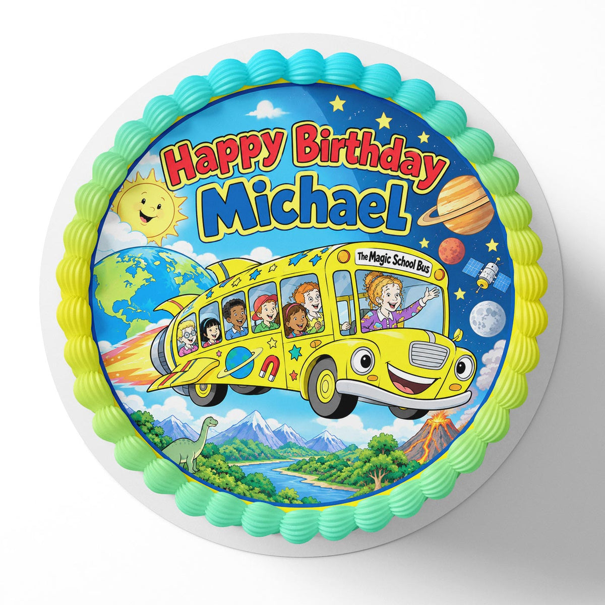 The Magic School Bus Edible Cake Topper | Birthday Cake Decoration | Photo Cake Image