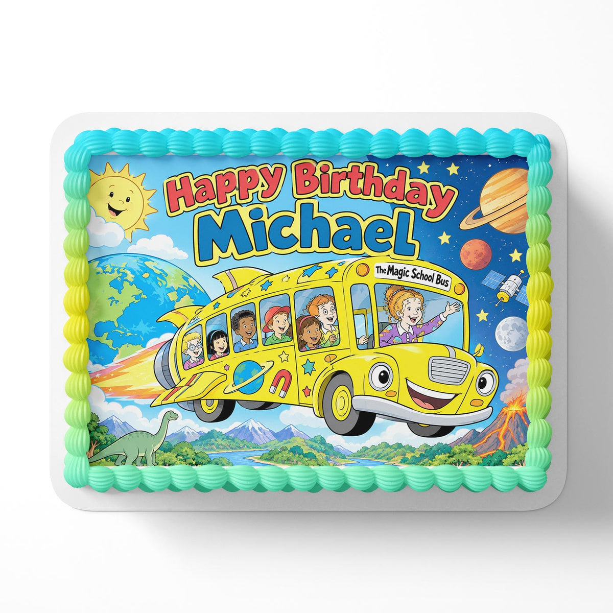 The Magic School Bus Edible Cake Topper | Birthday Cake Decoration | Photo Cake Image